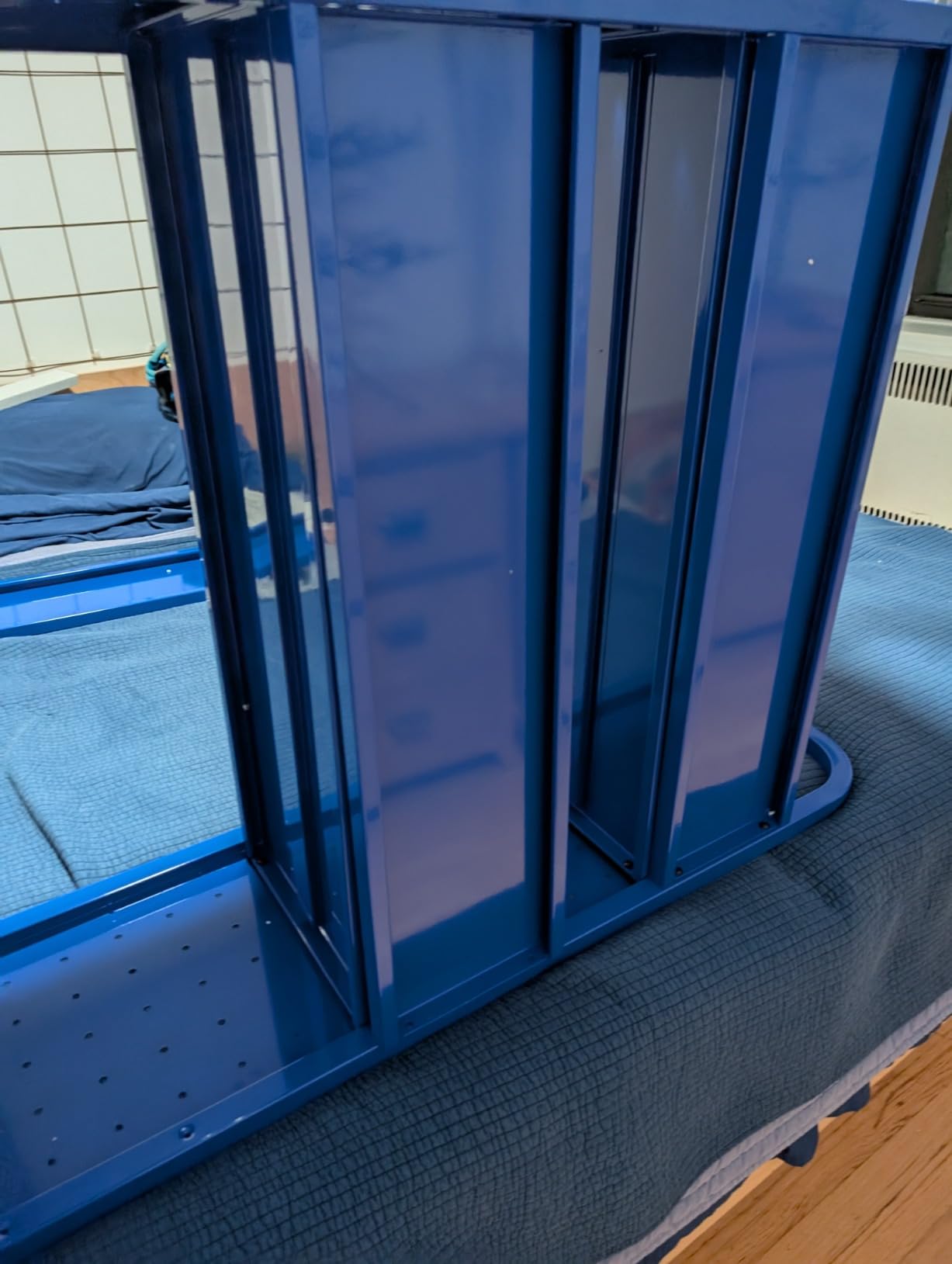 Workington Rolling Book Truck Book Cart with 3 Flat Shelves, Library Book Cart with Swivel Lockable Casters 3001 Blue customer photo 1