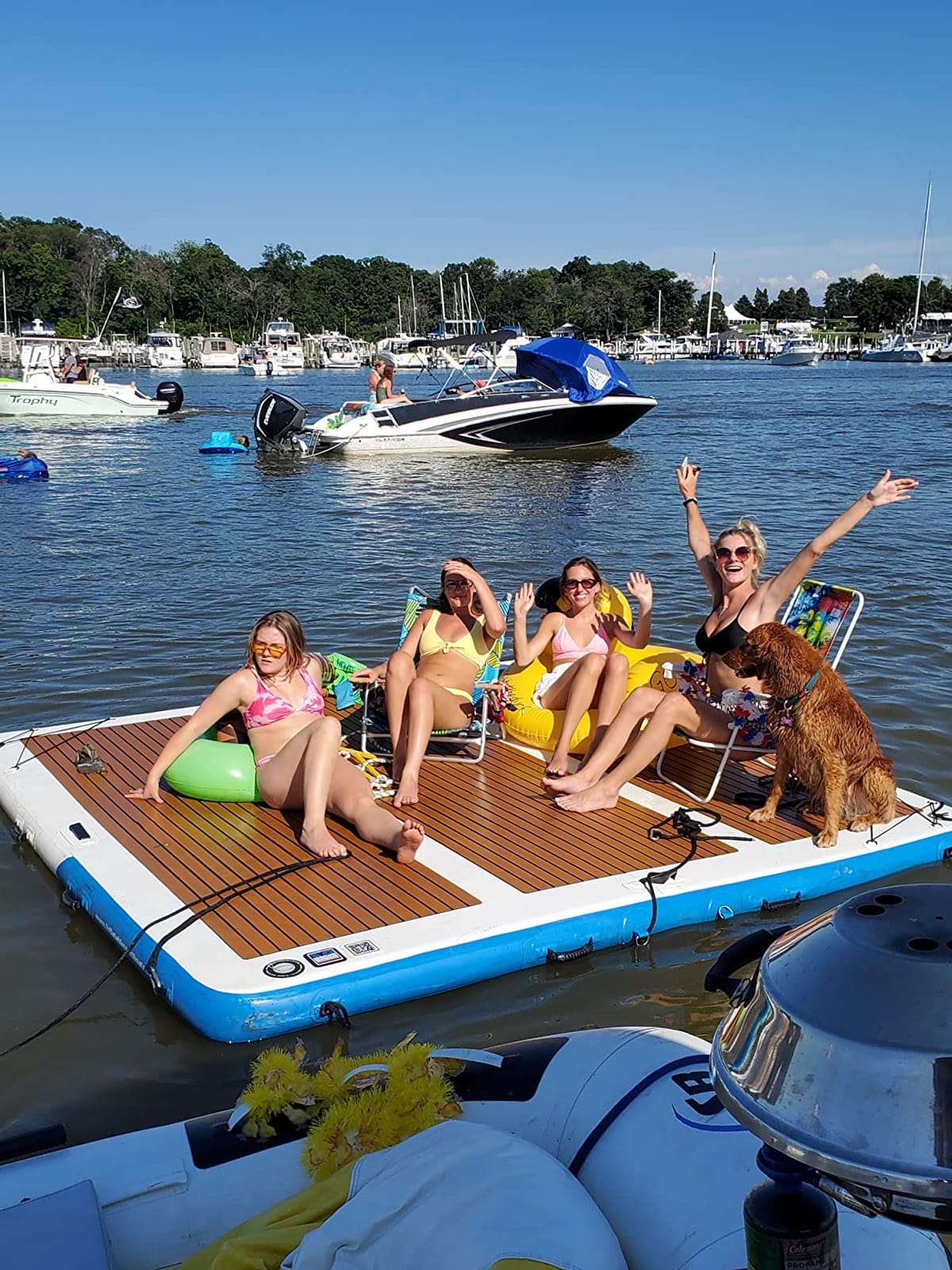 Island Hopper Mega Yacht Floating Dock - 10' x 10' Inflatable Dock for Boats and Lakefront - UV-Resistant PVC with Non-Slip EVA Foam - Holds Up to 2000 lbs - Lake Floats Easy Setup and Storage customer photo 2
