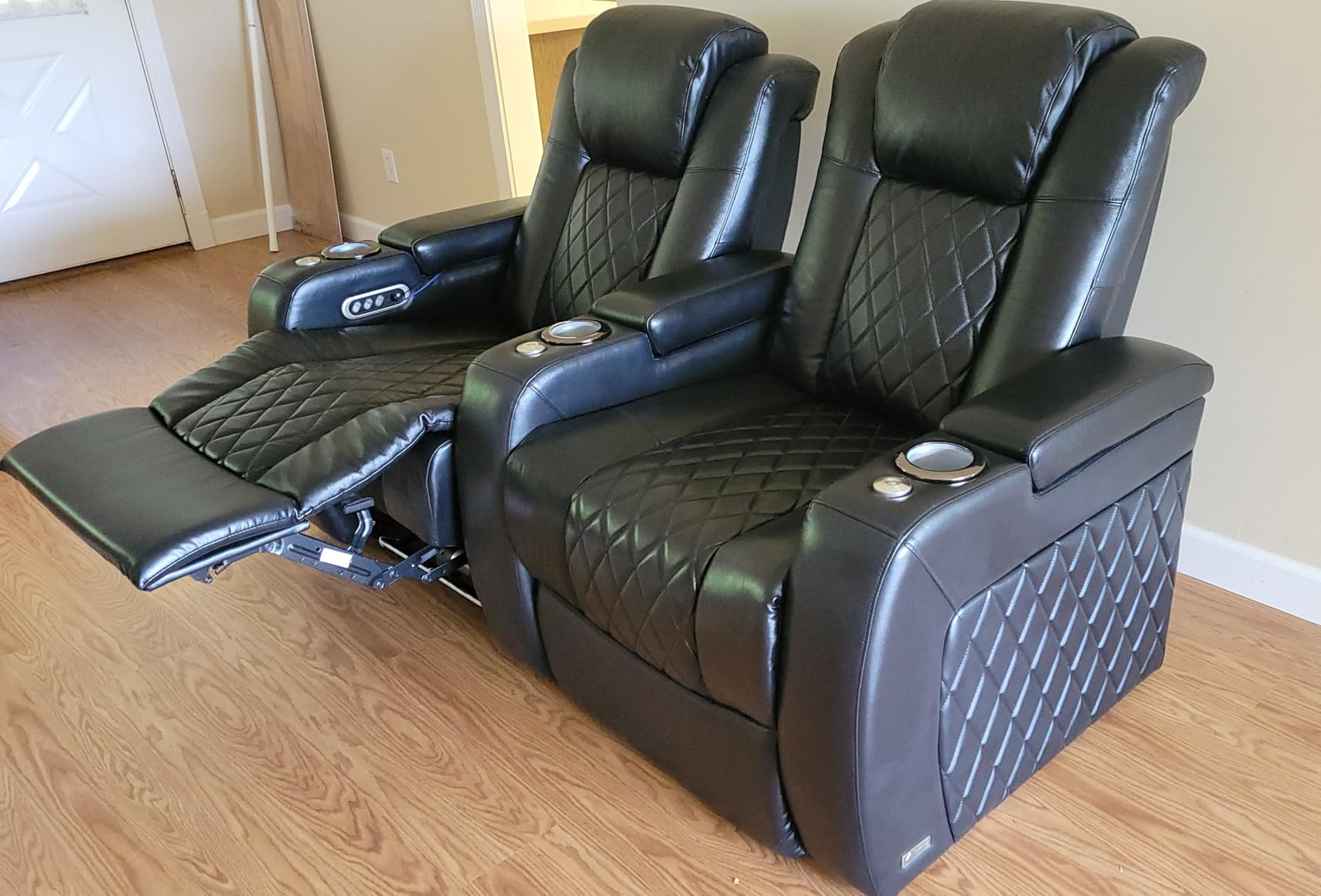 Valencia Tuscany Home Theater Seating | Premium Top Grain Italian Nappa 11000 Leather Wall-Hugging Recliner with Power Reclining, Lumbar Support & Headrest (Row of 2 Loveseat, Charcoal Grey) customer photo 2