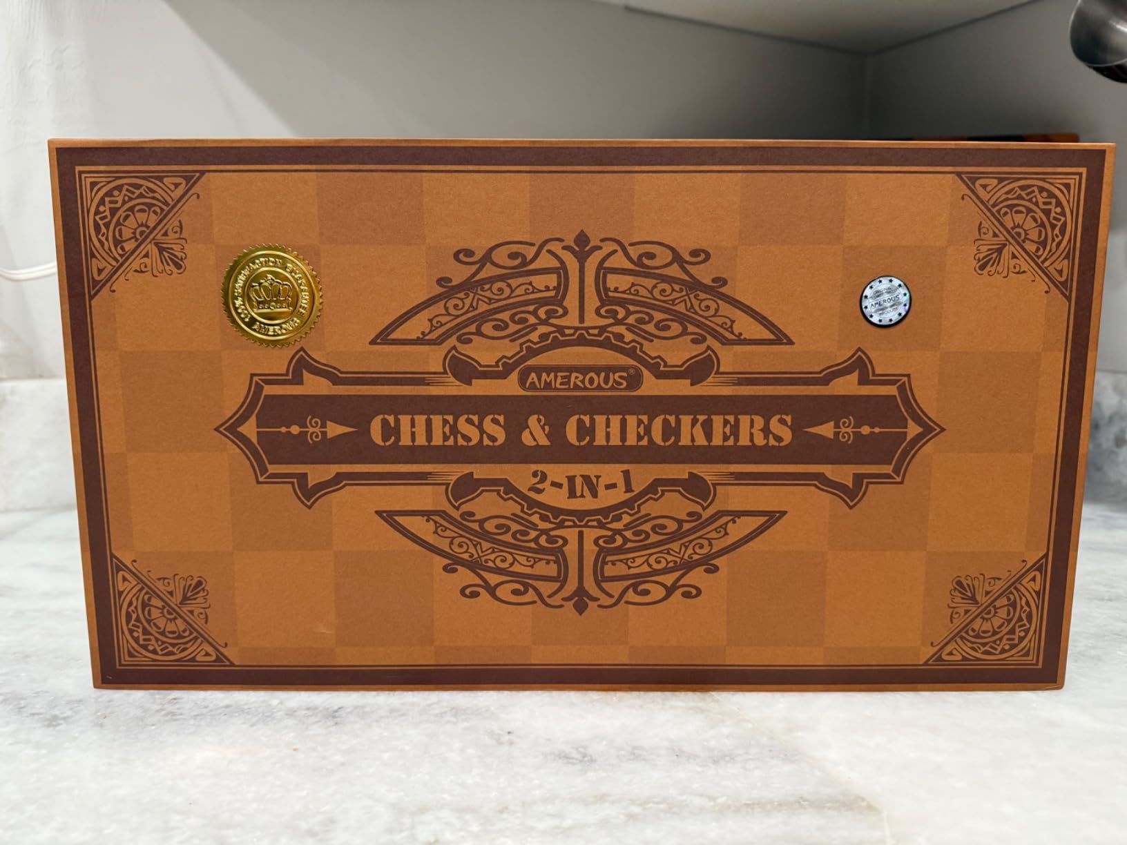 AMEROUS Magnetic Wooden Chess and Checkers Game Set, 15 Inches (2 in 1) Chess Board Games, 2 Extra Queens - Gift Package - Game Pieces Storage Slots, Beginner Chess Set for Kids, Adults customer photo 2
