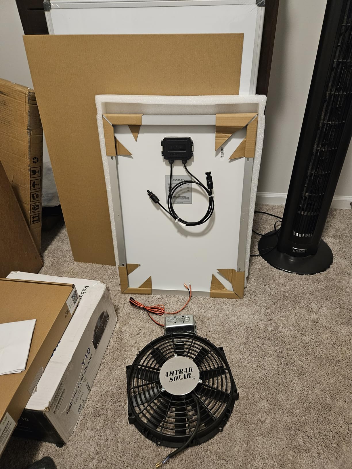 Amtrak Solar 100W Solar Attic Fan Kit - Up to 2,000 CFM Peak Airflow - Gable Vent Exhaust Fan with 100-Watt Panel, On/Off Switch & 15ft Wire - Cools Attic, Garage, Shed up to 2,250 Sq Ft - Made in USA customer photo 2