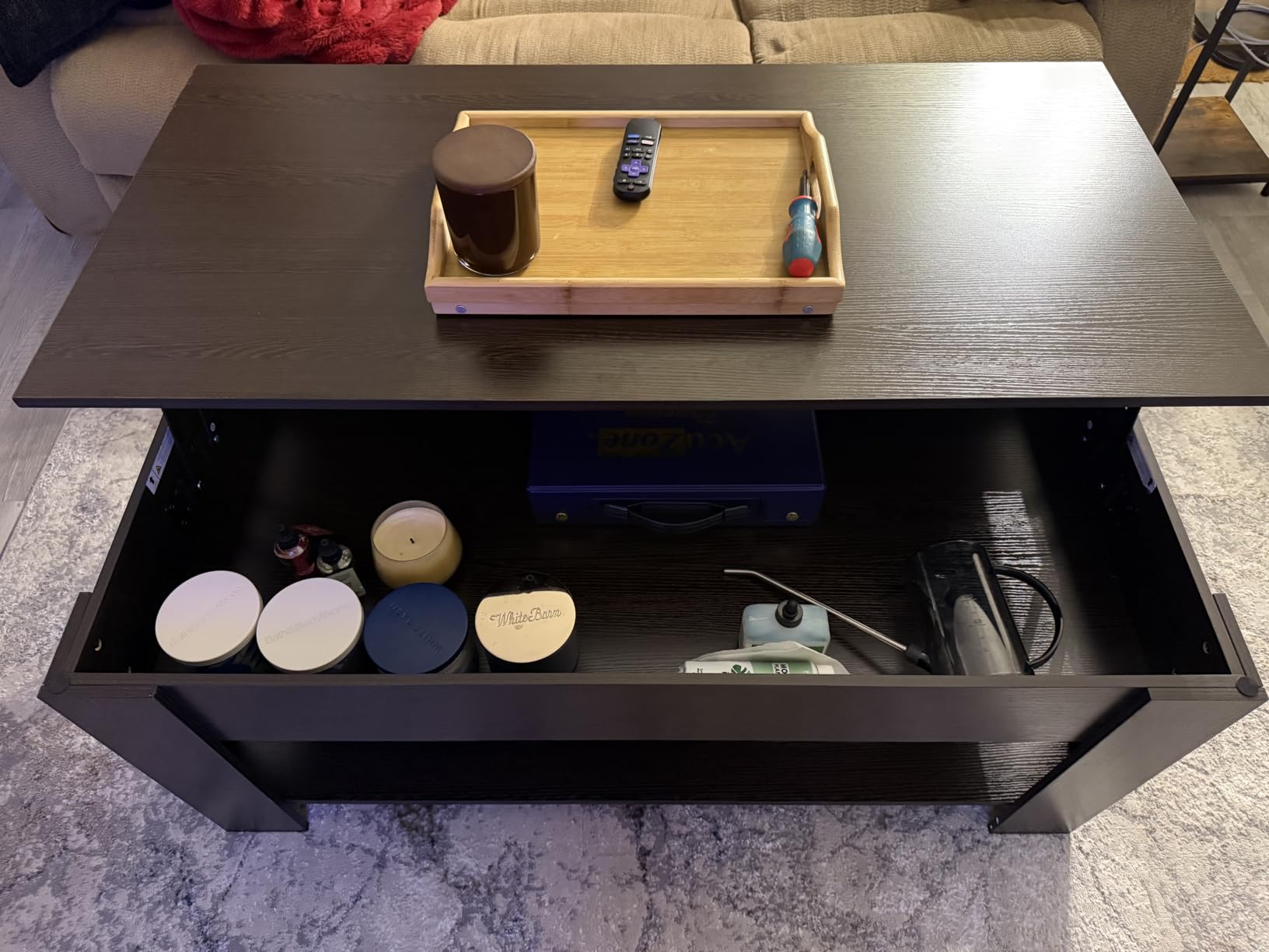 Yaheetech Black Lift Top Coffee Table with Storage for Living Room, 38.6