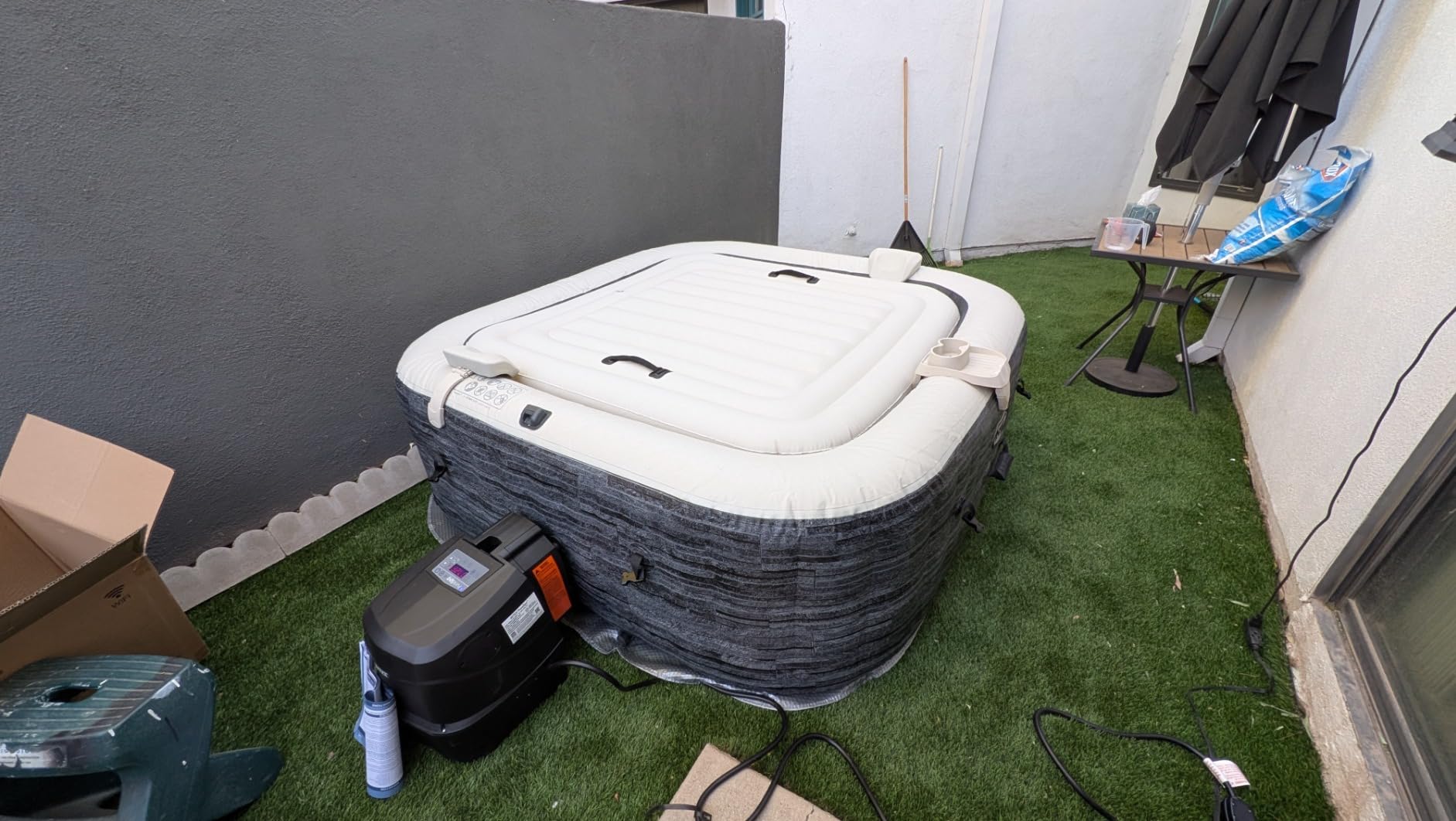 INTEX PureSpa 6 Person Inflatable Hot Tub with Energy-Efficient Spa Cover | 28451EP Greystone Deluxe: Built-in Hard Water Treatment, 77in x 28in - 2 Headrests & LED Light Included customer photo 2