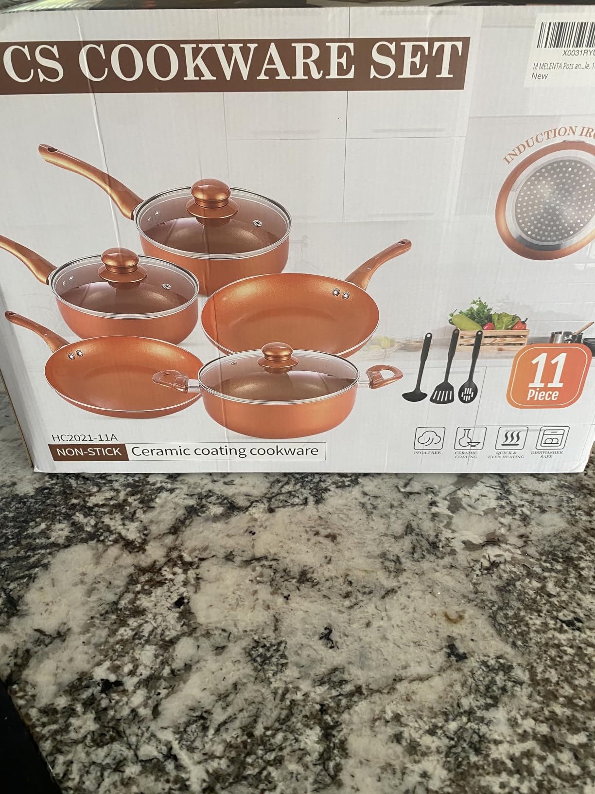 M MELENTA Pots and Pans Set Ultra Nonstick, Pre-Installed 11pcs Cookware Set Copper with Ceramic Coating, Stay cool handle & Nylon Kitchen Utensils, Gas/Induction Compatible, 100% PFOA Free customer photo 2