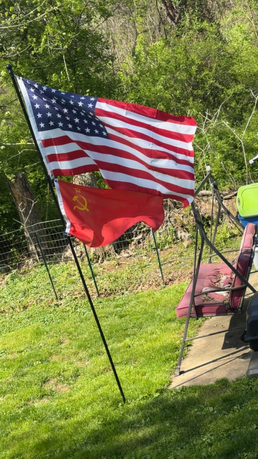 Flag Pole Kit for Outside House in Ground - 8FT Black Metal Outdoor House Yard Garden Flag Pole with 2 Pronges Base - Stainless Steel 3x5FT American Flag with Pole Residential Commercial customer photo 1