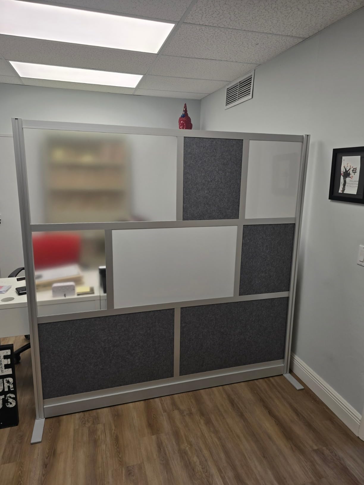 Workflow Modular Wall | Room Divider with Whiteboard, Sound Dampening, & Frosted Acrylic Panels | Expandable Office Partition for Privacy & Stability (53