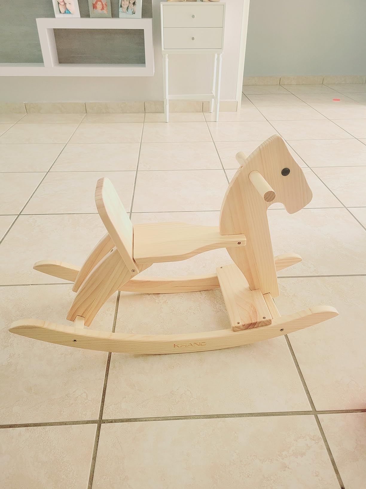 Rocking Horse Wooden Ride On Toy for Kids Classic Design Rocking Horse with Pedal and Safe Backrest Fine Workmanship(Classic, Natural) customer photo 1