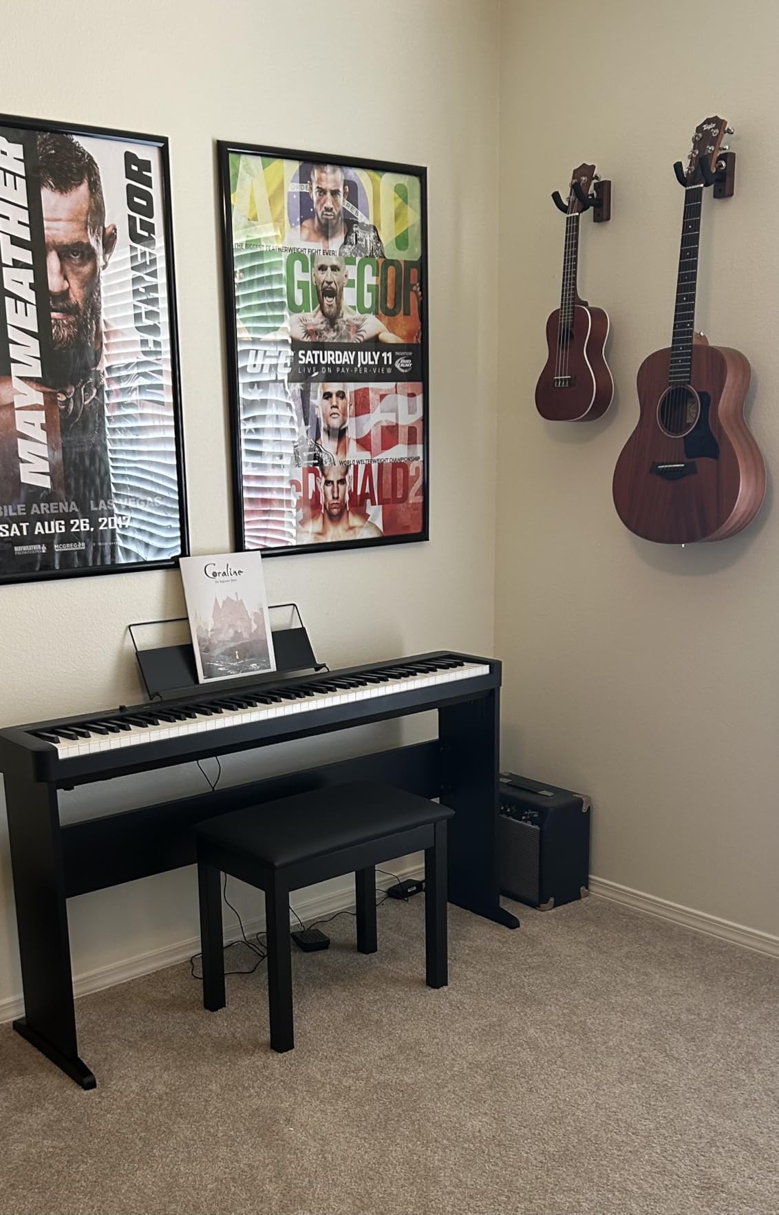 Donner Piano Bench with Storage, Solid Wood Keyboard Bench Piano Bookcase Stool Chair Seat with High-Density Suede Cushion, Wood Finish Color customer photo 1