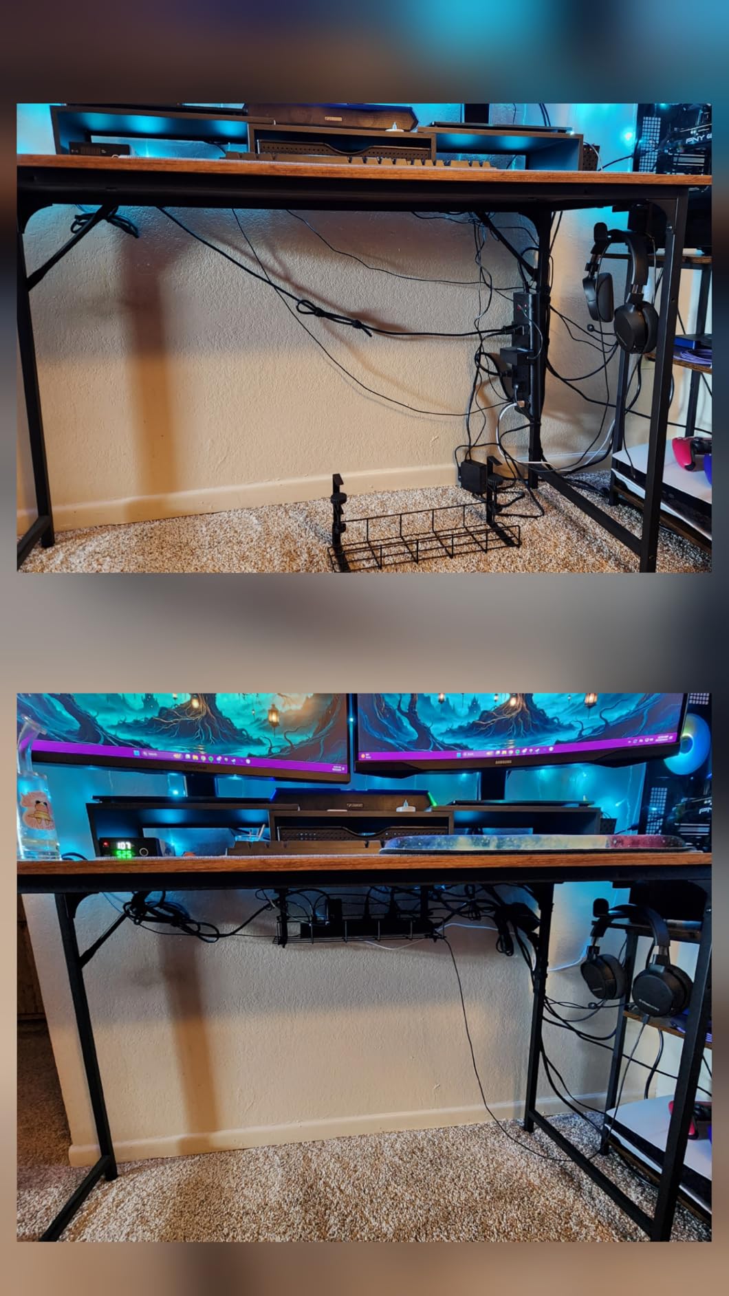 Under Desk Cable Management Tray No Drill Steel Tray Black customer photo 2
