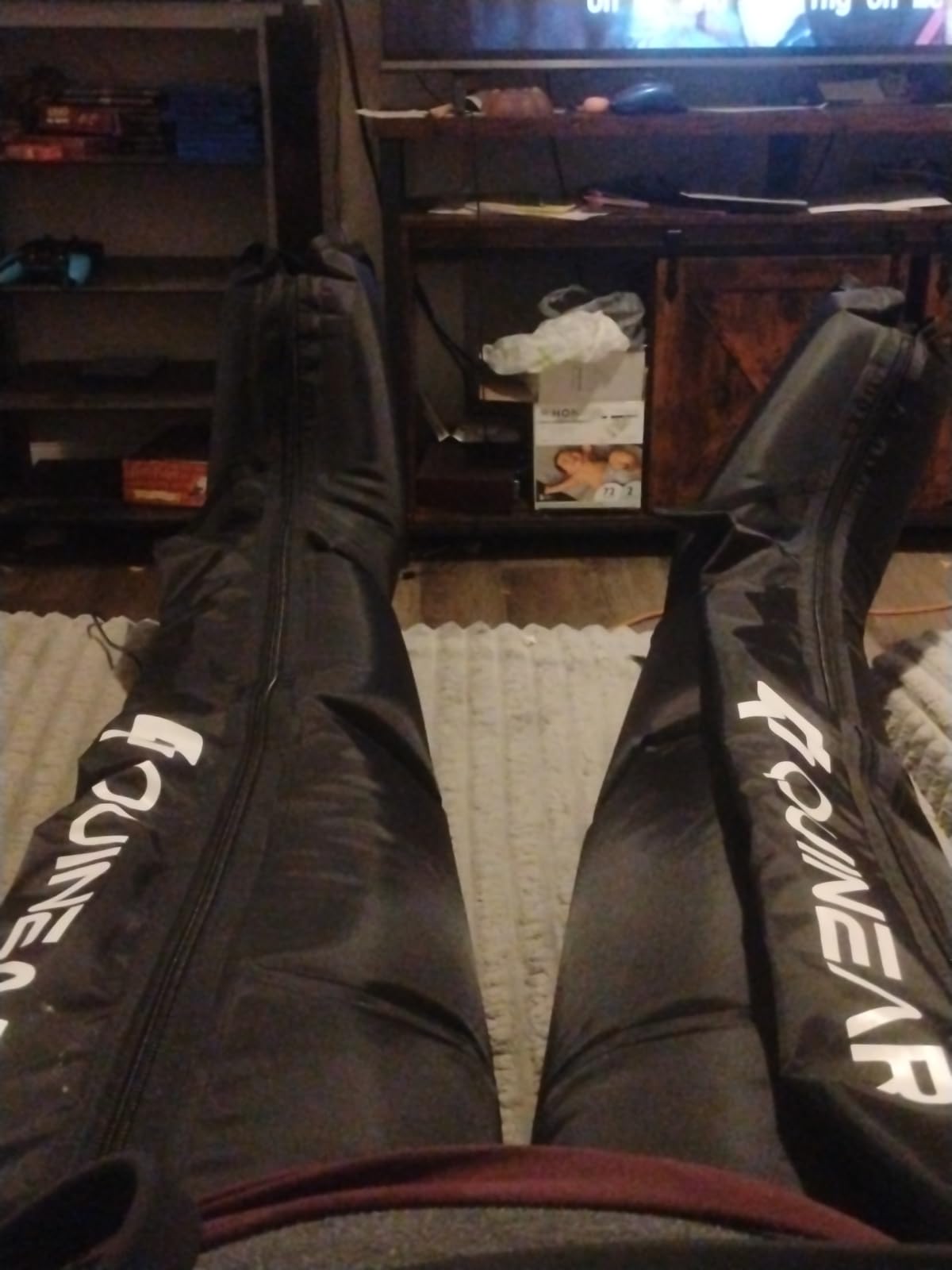 QUINEAR Leg Recovery Compression System for Athlete Post Workout, Professional Sequential Device for Massage Therapy, Foot and Leg Recovery Boots, Improve Circulation Reduce Muscle Soreness (Medium) customer photo 2