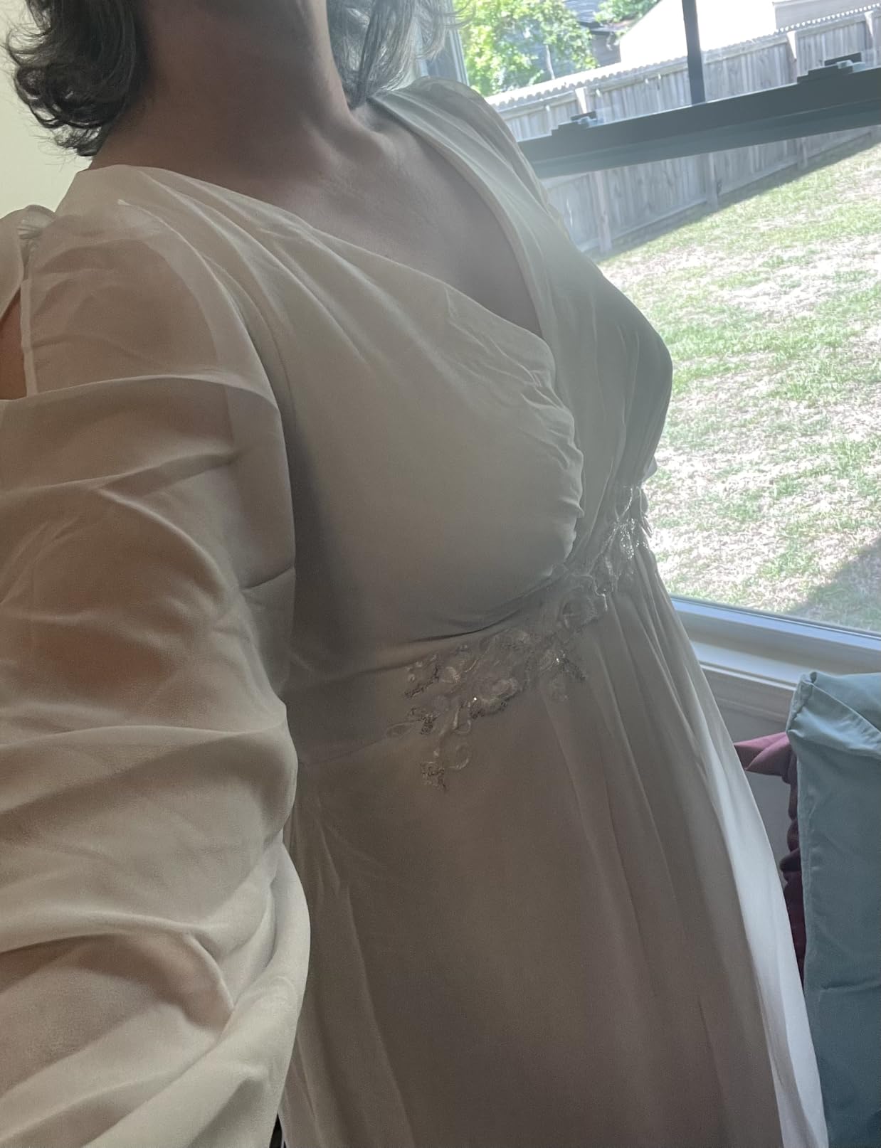 Ever-Pretty Women's Fall Long Sleeves Formal Mother of the Bride Dresses | A-Line, Chiffon, Ruched, Appliques Empire Waist, Winter, Evening Dresses, Semi Formal Dresses customer photo 1