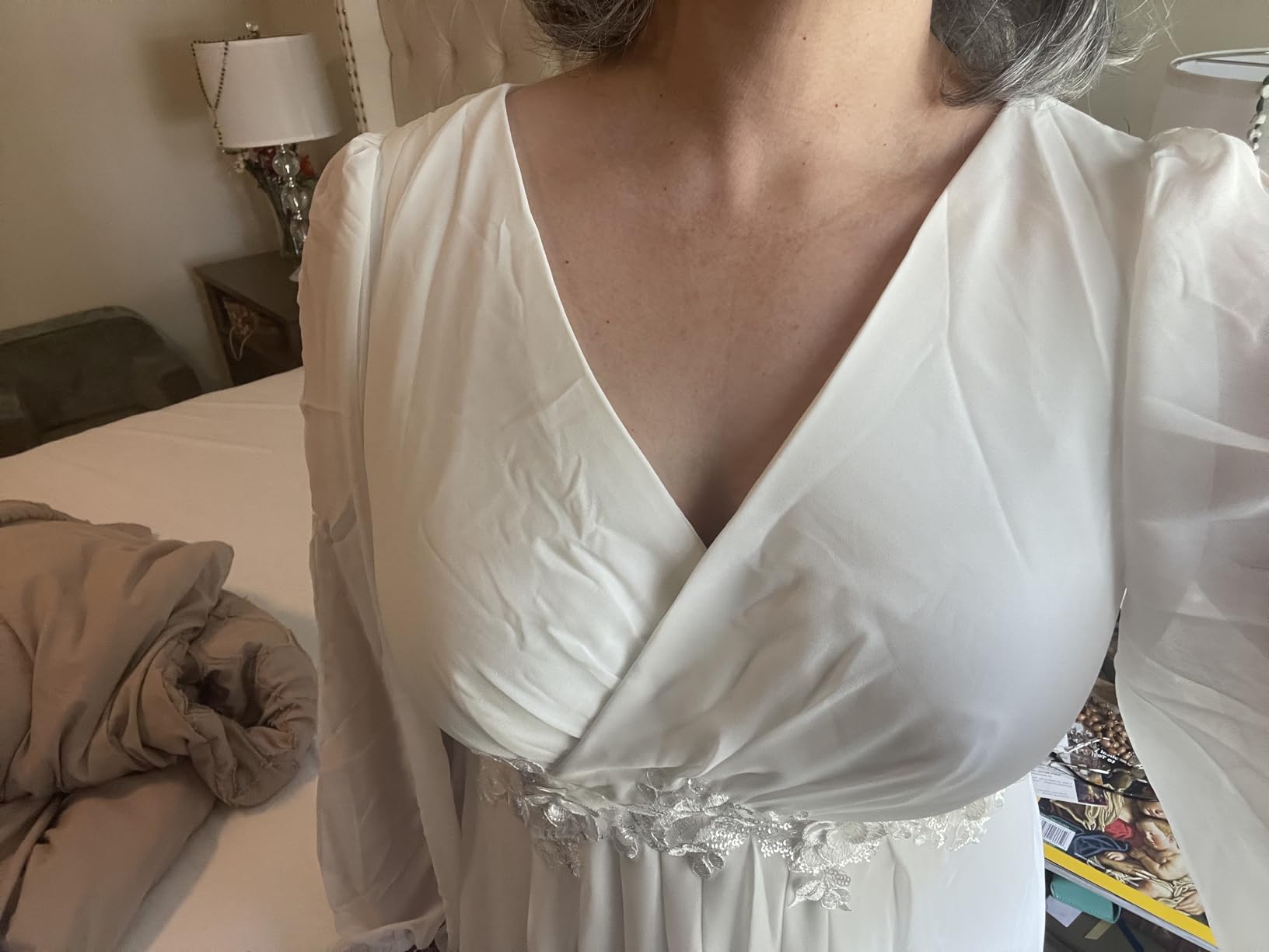 Ever-Pretty Women's Fall Long Sleeves Formal Mother of the Bride Dresses | A-Line, Chiffon, Ruched, Appliques Empire Waist, Winter, Evening Dresses, Semi Formal Dresses customer photo 2