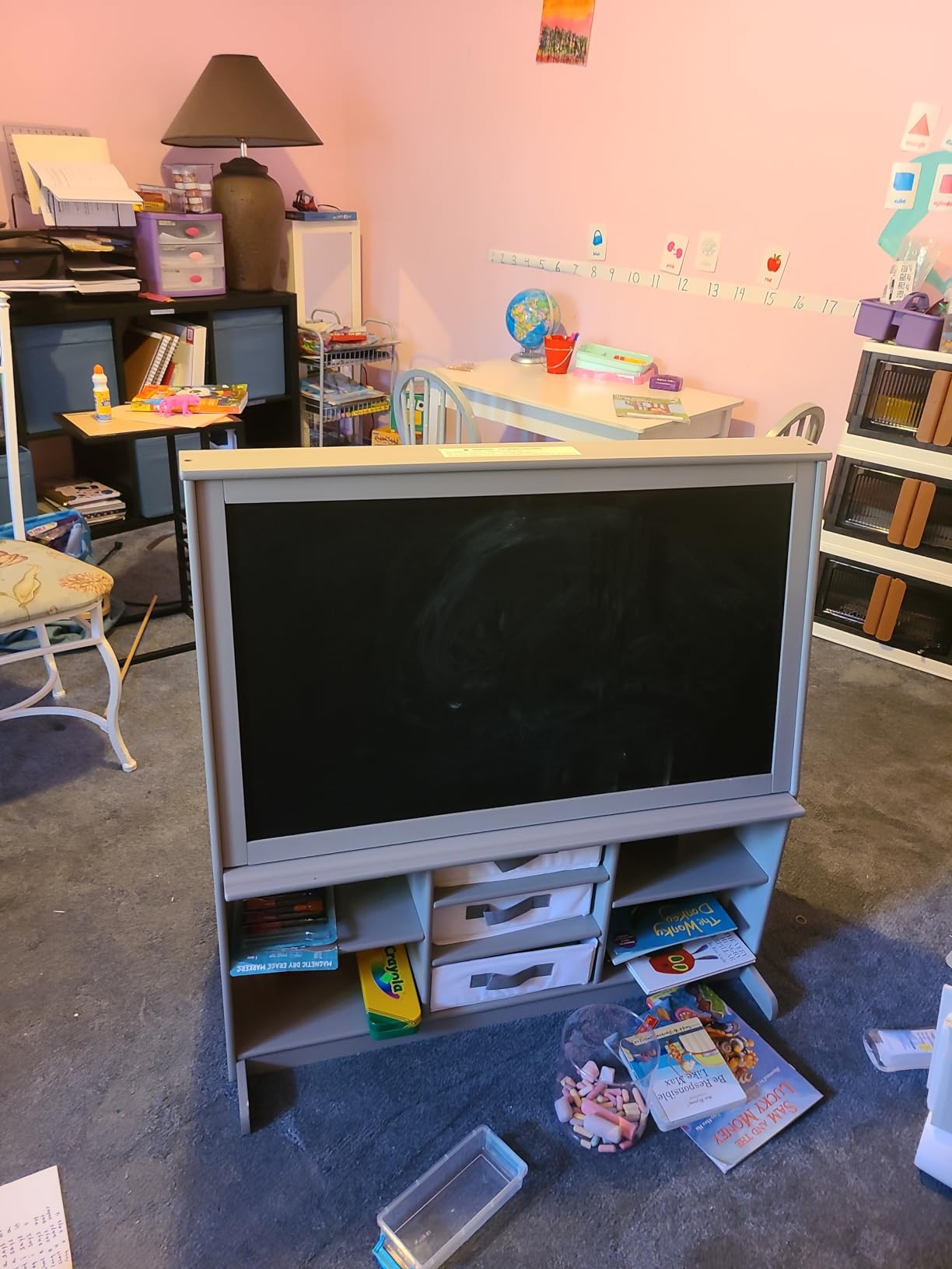 Delta Children at-Home Artist Center - Deluxe Double-Sided Easel and Storage Unit, Grey customer photo 1