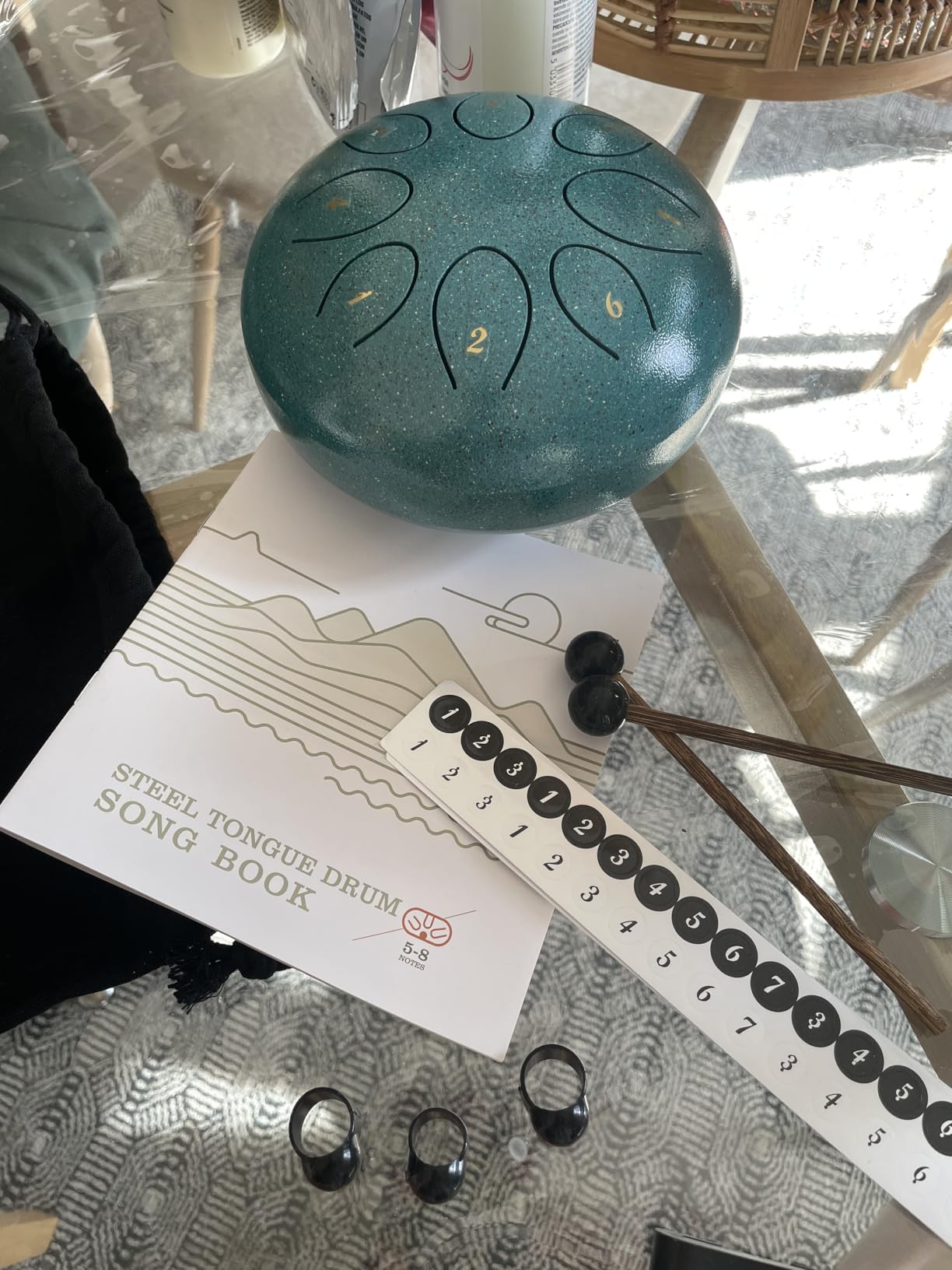 Steel Tongue Drum 6 Inch 8 Notes, Rain Drum Style Calming Percussion Instrument for Relaxation & Meditation, Musical Gift for Adults & Beginners(malachite) customer photo 2