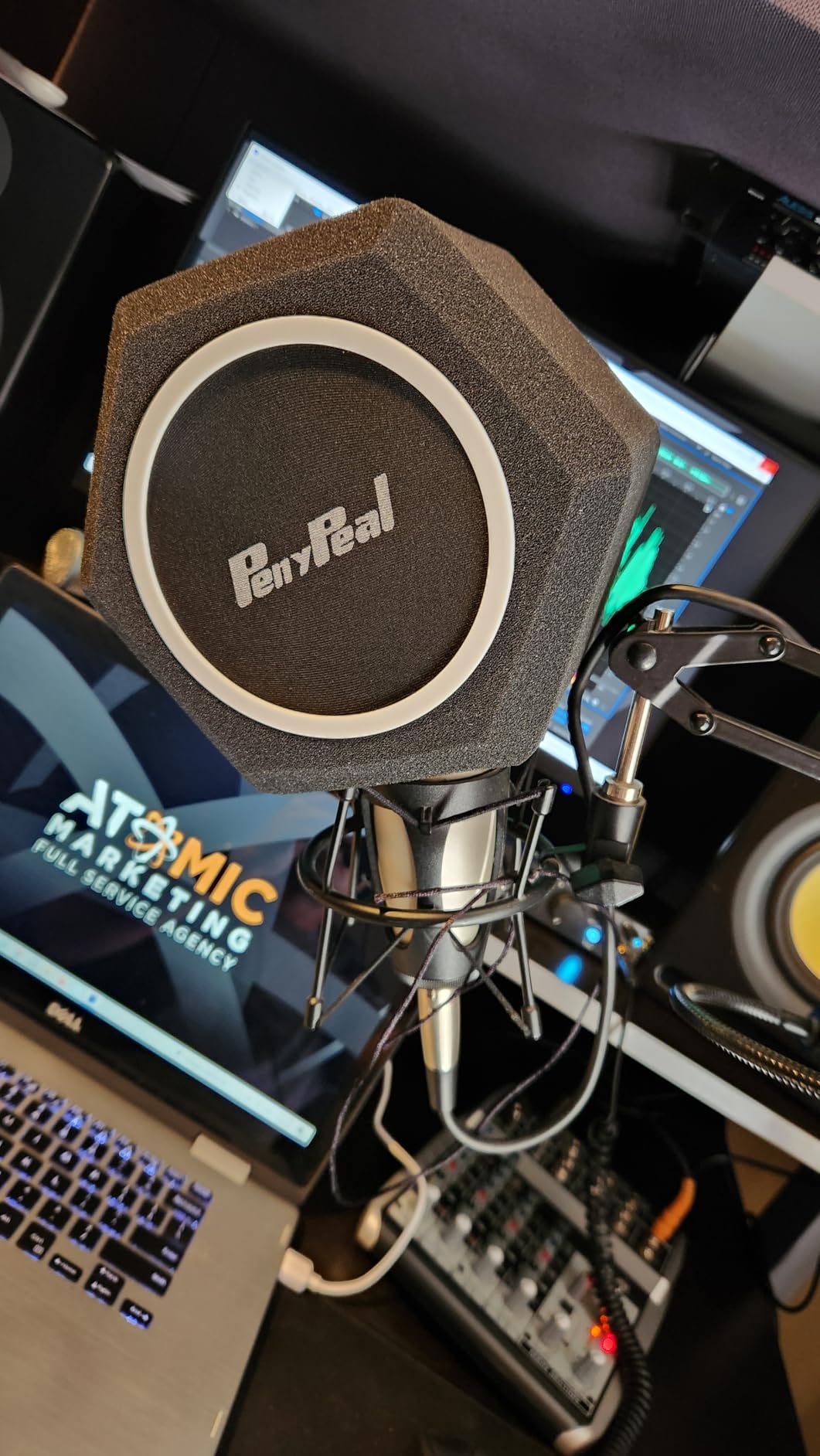 Microphone Wind Shield Pop Filter Microphone Isolation Ball, Acoustic Filter for Record Studios Mic, Sound-Absorbing Foam Five-sided Seal Design to Effectively Reduces Noise and Reflections customer photo 2