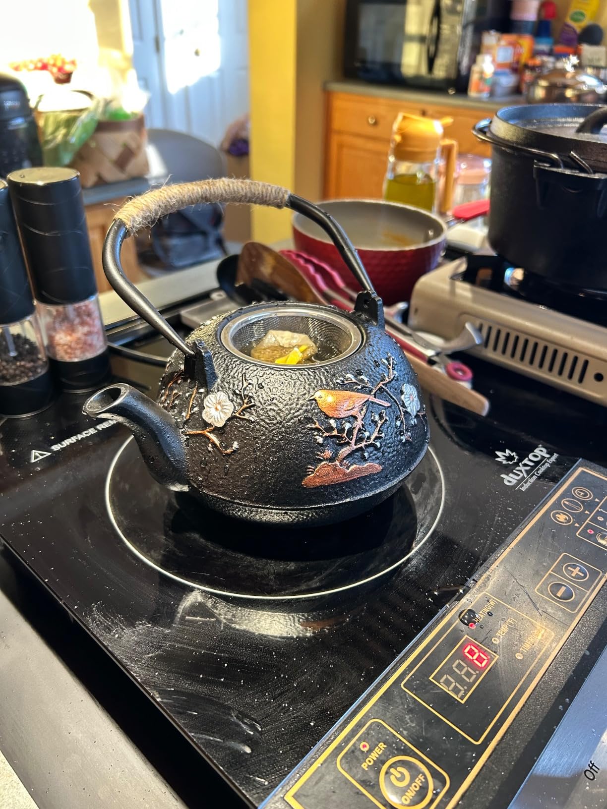 Dyna-Living Cast Iron Teapot 1200ml/40.6oz Japanese Tea Set with 4 Tea Cups Japanese Cast Iron Teapot with Infuser Japanese Tea Kettle Stovetop Gift for Tea Lover customer photo 1