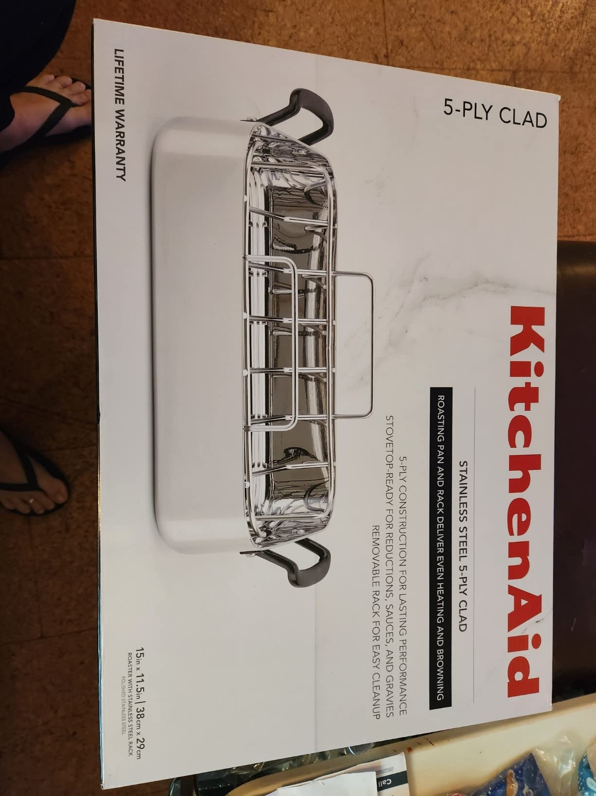 KitchenAid 5-Ply Clad Stainless Steel Roaster with Removable Rack, 15-Inch customer photo 2