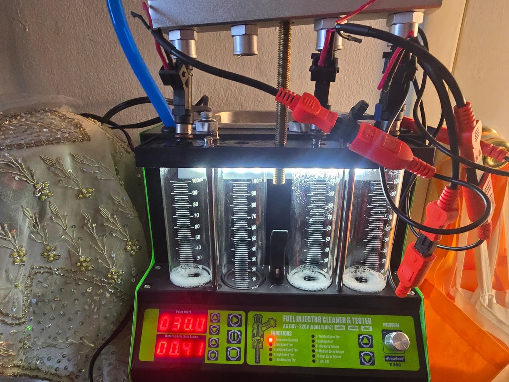 MRCARTOOL V308 Fuel Injector Cleaner Machine with Pulse Ultrasonic Cleaning | 2L Heated Cleaning Tank, 4 Cylinder Tests for Leaks, Uniform, Spray Pattern & Flow, Fixes Misfires Rough Idle for Cars motors customer photo 1