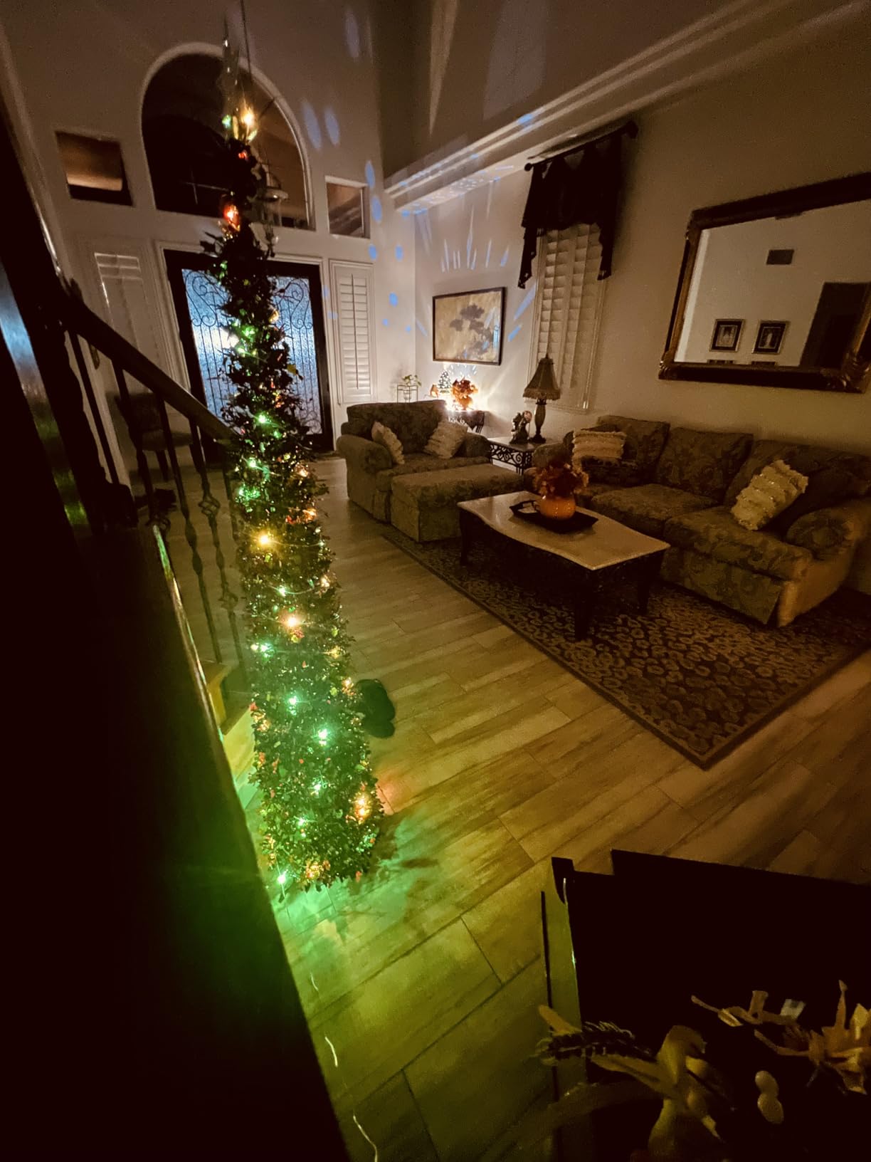 HMASYO 5 FT Pop Up Christmas Tree with Colored Timer Lights, Green Silver Tinsel Pencil Christmas Tree, Collapsible Artificial Pencil Tree Holiday Decoration for Home, Apartment, Office, Party customer photo 2