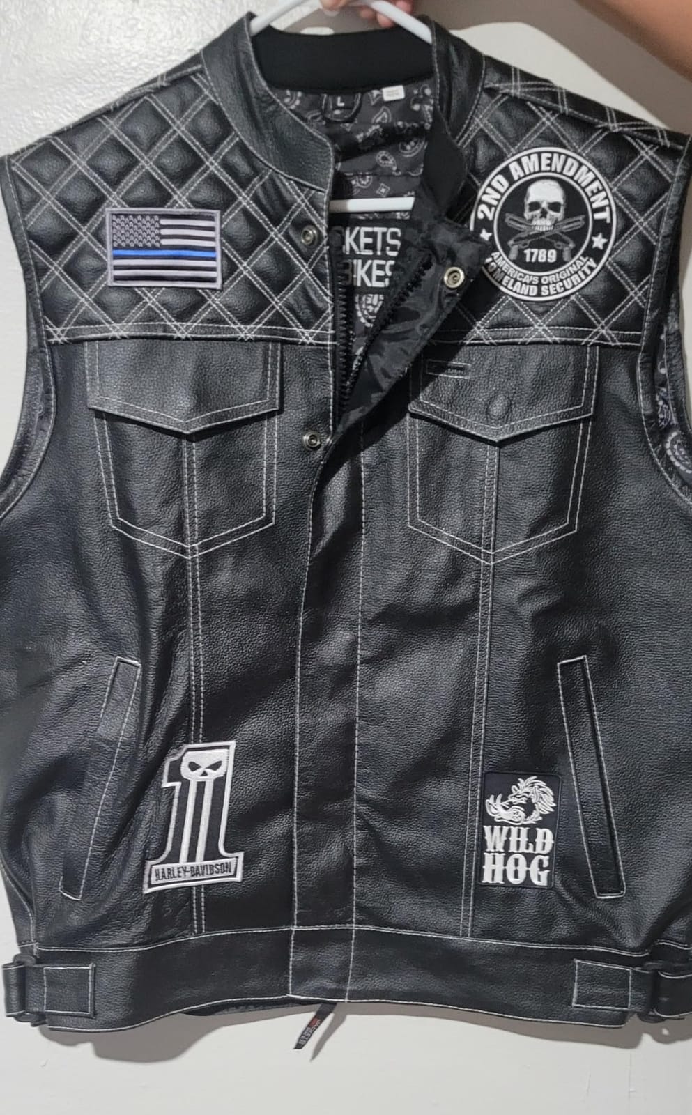 Jackets 4 Bikes SOA Men's Motorcycle Vest, Genuine Buffalo Leather, Back Armor, Inside Pockets, Motorbike Riding Club Vests customer photo 1