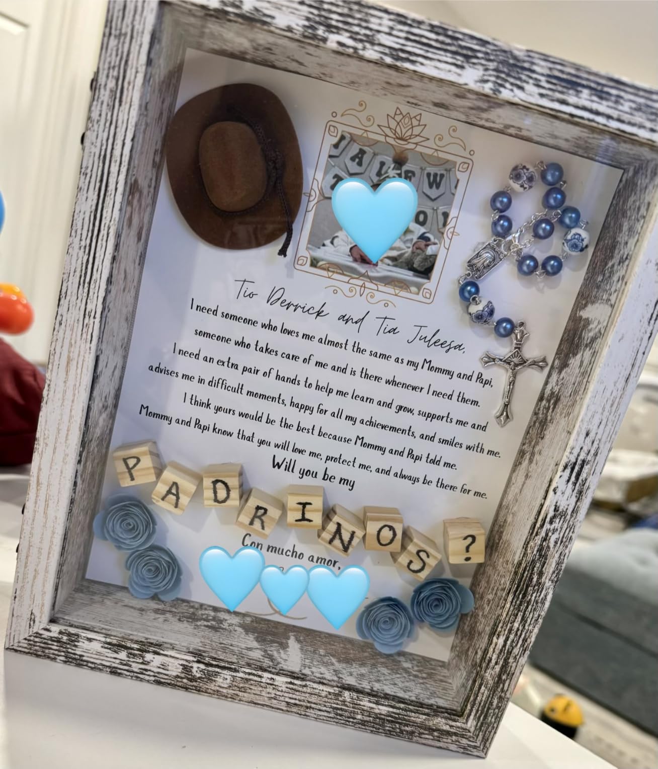 Califortree 8x10 Shadow Box Frame with Linen Back - Real Glass, Push Pins Included, Sturdy Rustic Memory Display Case, Fits 6.8x8.8 Inserts, Distressed White customer photo 1