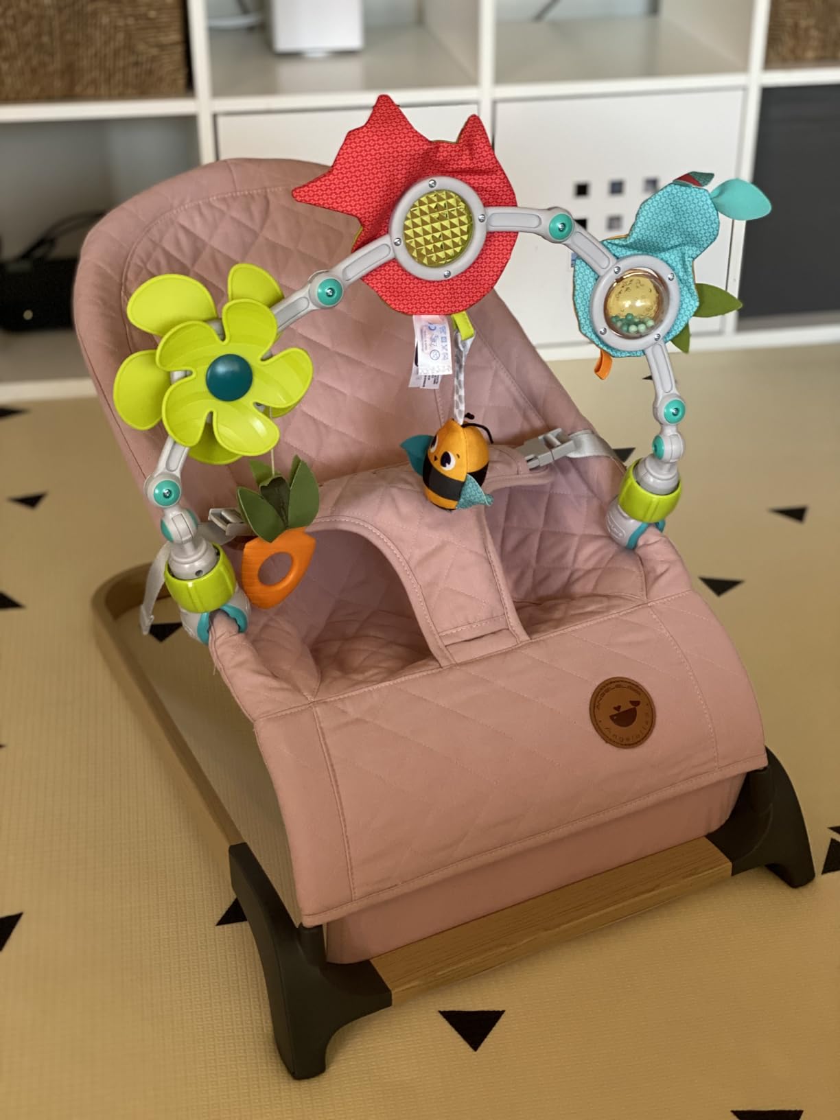 ANGELBLISS Baby Bouncer Seat for Infants, Portable Bouncy Seat, Beige | Natural vibrations, soft fabric, ergonomic support, easy-clean cover, foldable frame, and newborn-friendly comfort customer photo 1