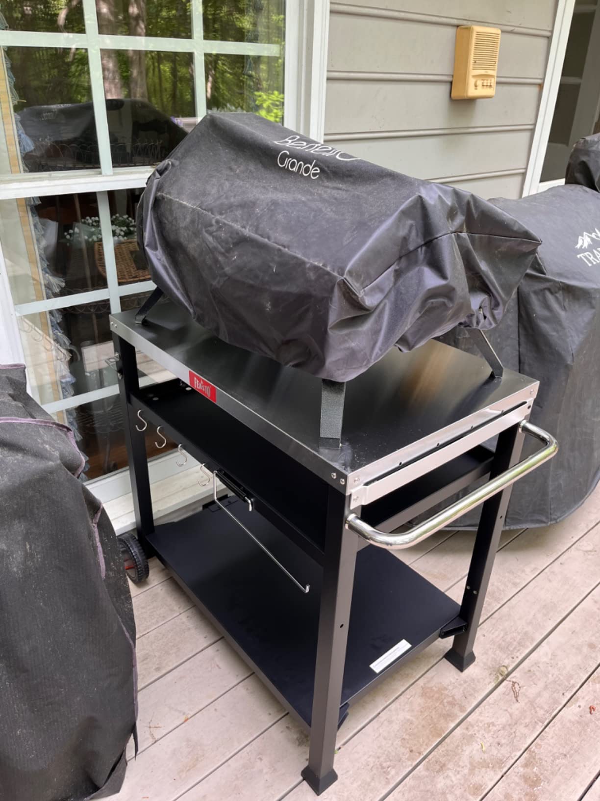 Feasto 3-Shelf Pizza Oven Table, Outdoor Grill Cart, 33.5