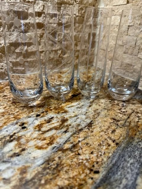 Joeyan Hand Blown Etched Stemless Wine Glasses, Set of 4, 17.5 oz customer photo 1