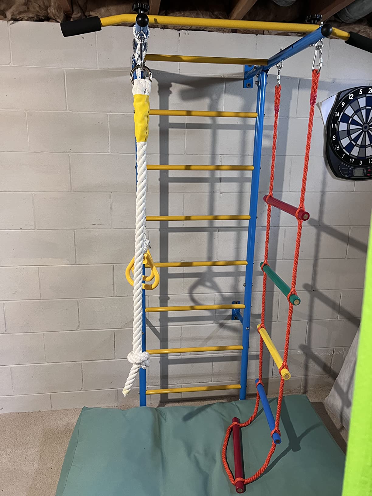 Costzon 5 in 1 Climbing Toys for Toddlers, Indoor Kids Gym for Exercise, Steel Ladder Wall Set with Wall Ladder, Pull-up Bar, Rope, Gymnastic Rings, Solid Wall Set up, Climber Ladder Boys Girls Gift customer photo 1