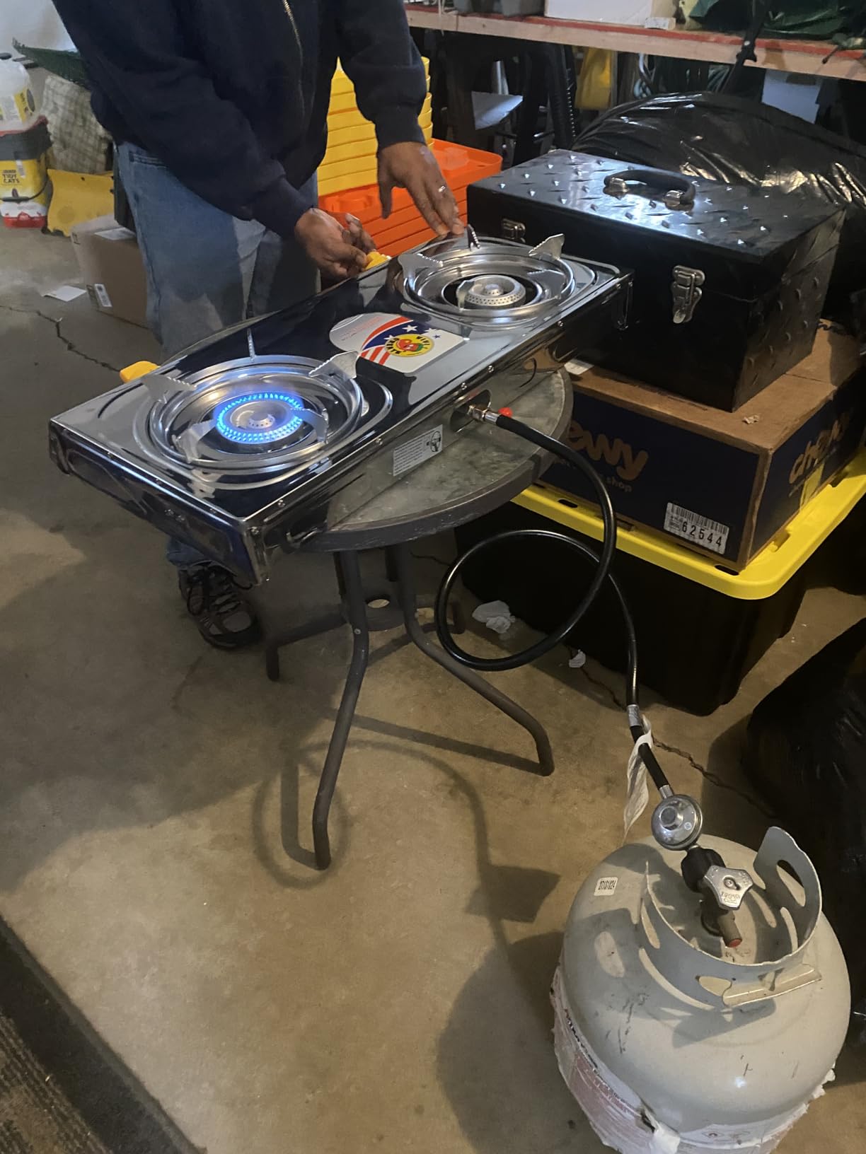 Vivicreate 2 Burner Propane Stove, 20,000 BTU Portable Camping Gas Cooktop with Auto Ignition, Stainless Steel Outdoor Cooker with Regulator & Hose customer photo 2