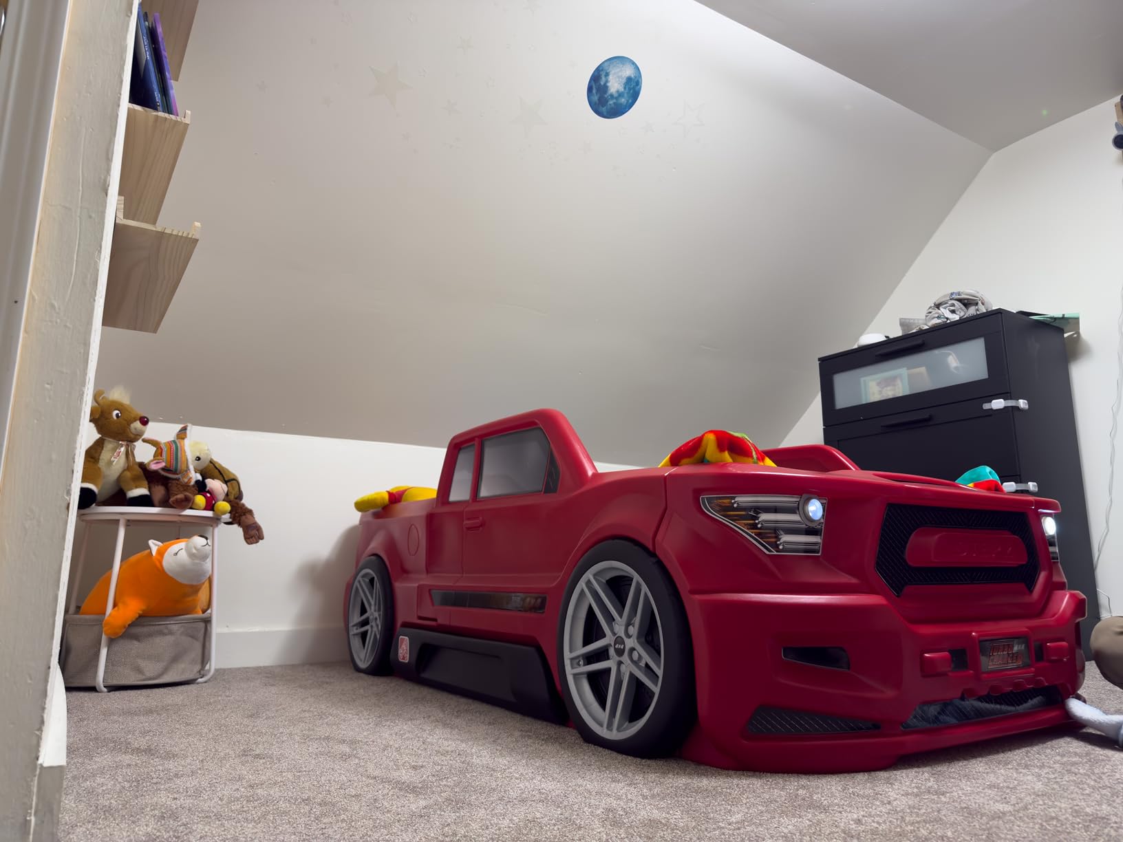 Step2 Roadster Toddler-to-Twin Bed, Crib to Twin Transition Race Car Bed, Adjustable, Ages 3+ Years Old, Easy Assembly, Red customer photo 1