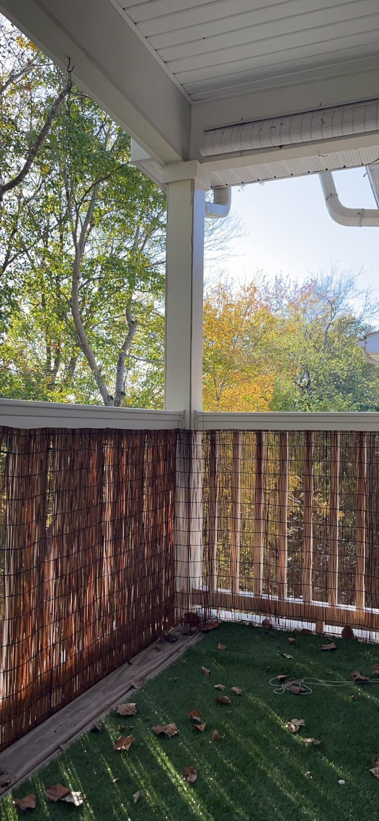 2 Rolls Natural Bamboo Reed Fencing for Patio Privacy Boho Garden Decor 3.3 ft x 13.3 ft Reed Screen with 200 Nylon Cable Ties for Outdoor Balcony Railings Garden Backyard (Dark Brown) customer photo 1