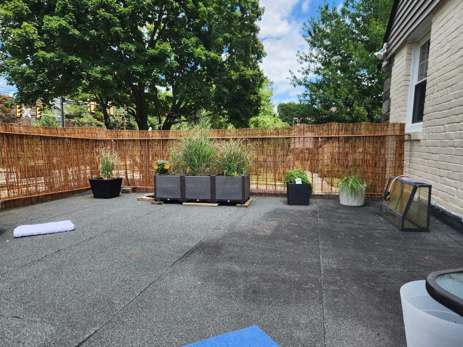 2 Rolls Natural Bamboo Reed Fencing for Patio Privacy Boho Garden Decor 3.3 ft x 13.3 ft Reed Screen with 200 Nylon Cable Ties for Outdoor Balcony Railings Garden Backyard (Dark Brown) customer photo 2
