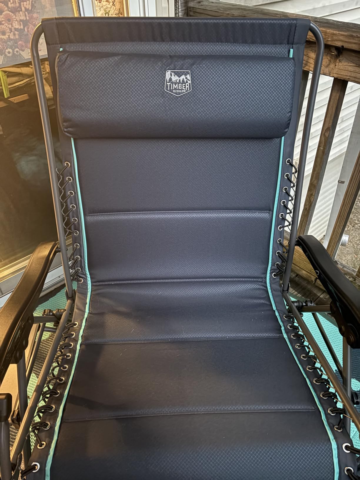 Timber Ridge Oversized Zero Gravity Chair, 33In Wide XXL Zero Gravity Reclining Chair with Side Table, Full Padded Lounge Chair for Outdoor Camping Patio Lawn, Heavy Duty Supports 500lbs, Blue-1 Pack customer photo 2