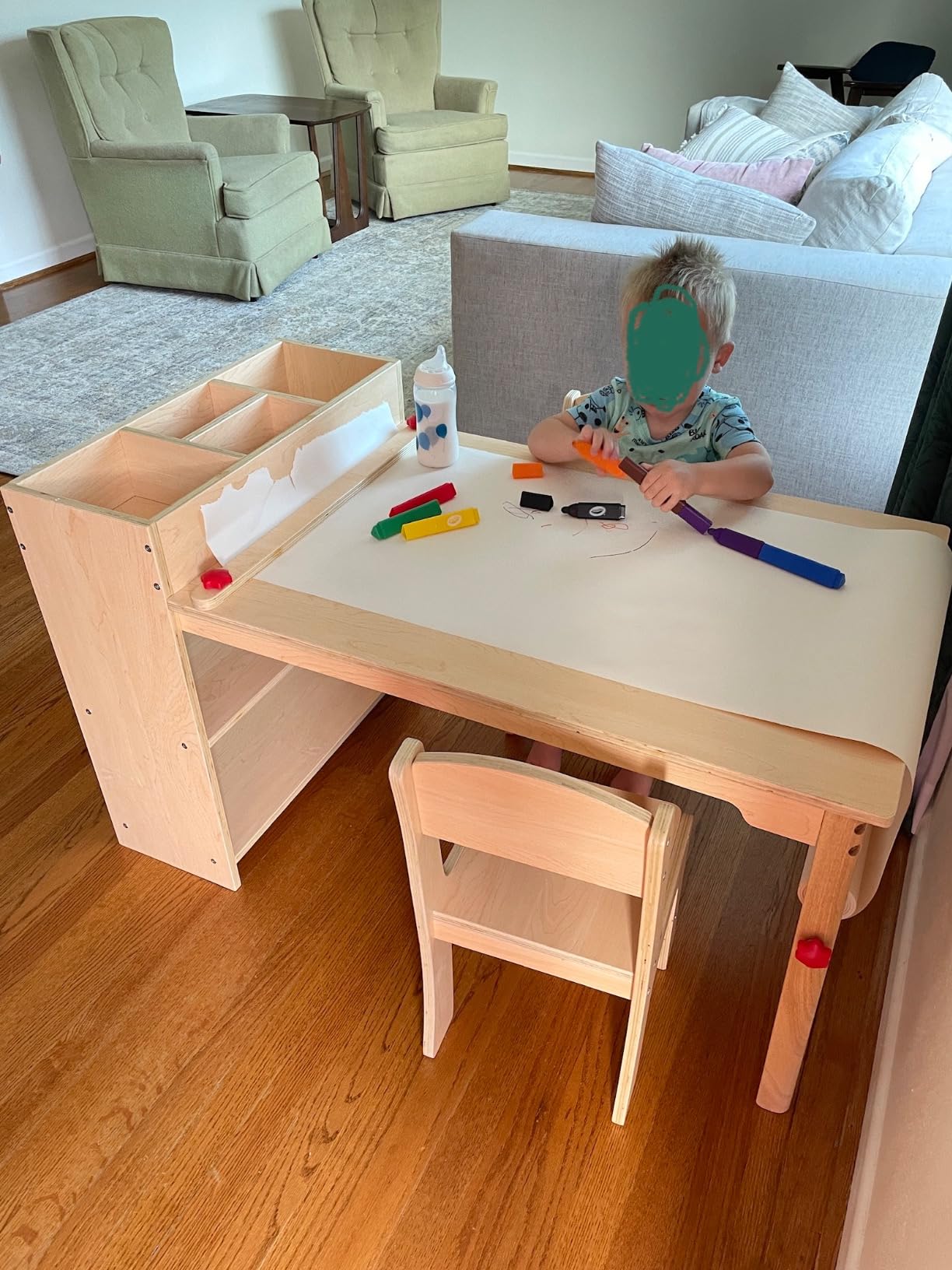 GDLF Kids Art Table and Chairs Set, Craft Desk with Large Storage and Portable Art Supply Organizer for Children Ages 8-12, 47