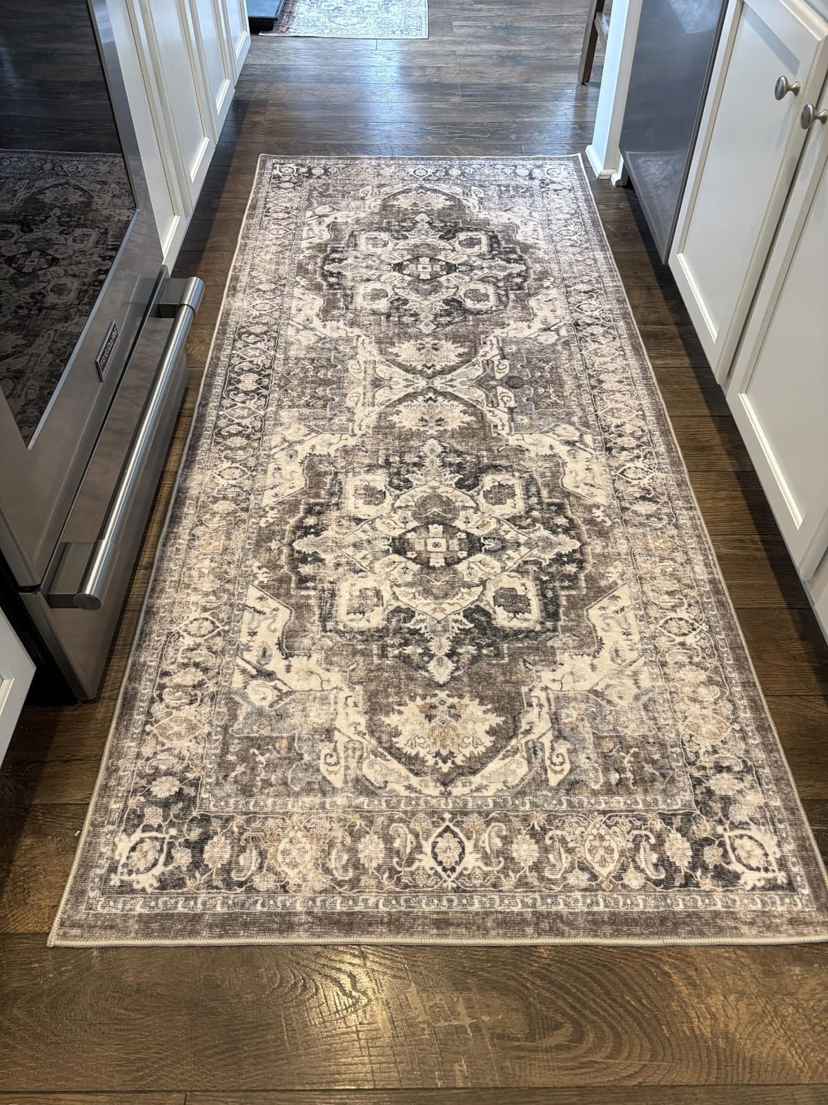 YOUFORTONG 2x10 Runner Rugs for Hallways Soft Kitchen Rug Non Slip Rug Runner with Rubber Backing for Bathroom Washable Non Shedding Farmhouse Runner Rug (Beige/Brown/Grey, 2X10) customer photo 1