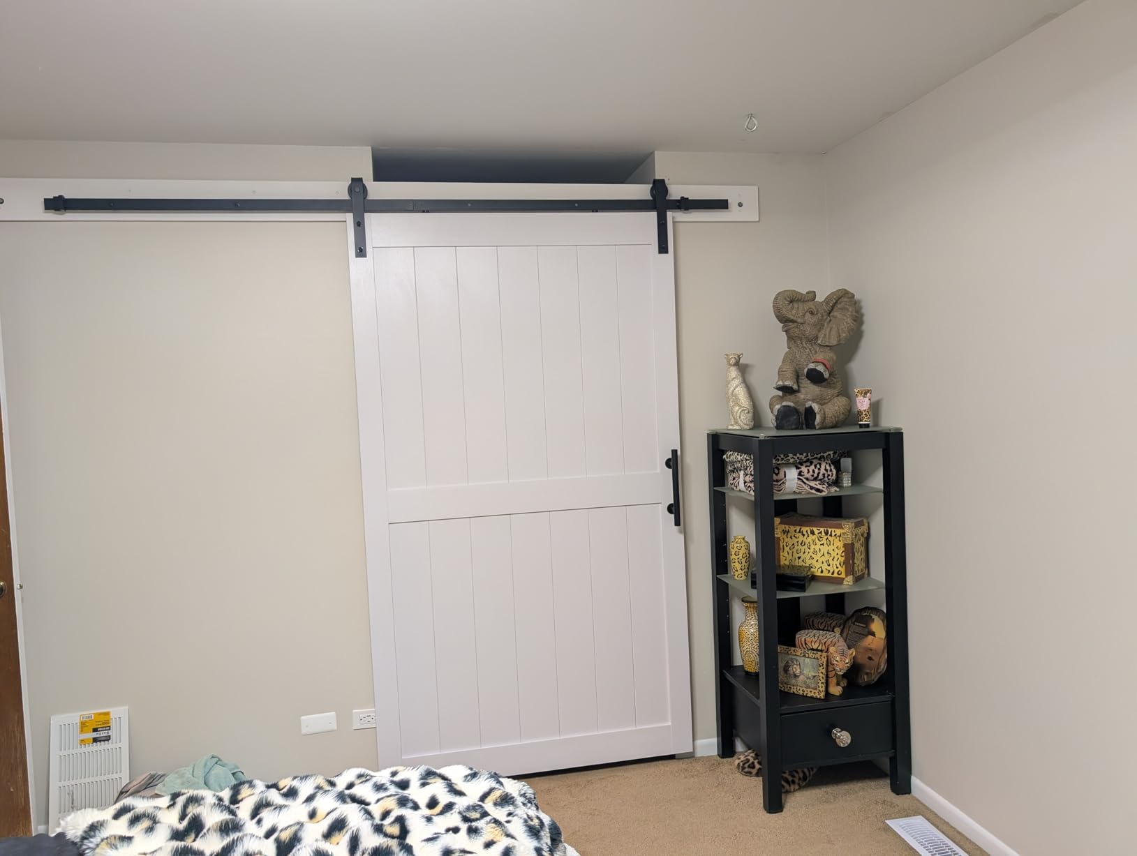SmartStandard 36 x 84 inch White Sliding MDF Barn Door with 6.6FT Black Sliding Door Hardware Kit & Handle, Pre-Drilled Ready to Assemble, Waterproof PVC Coating, H-Frame customer photo 2