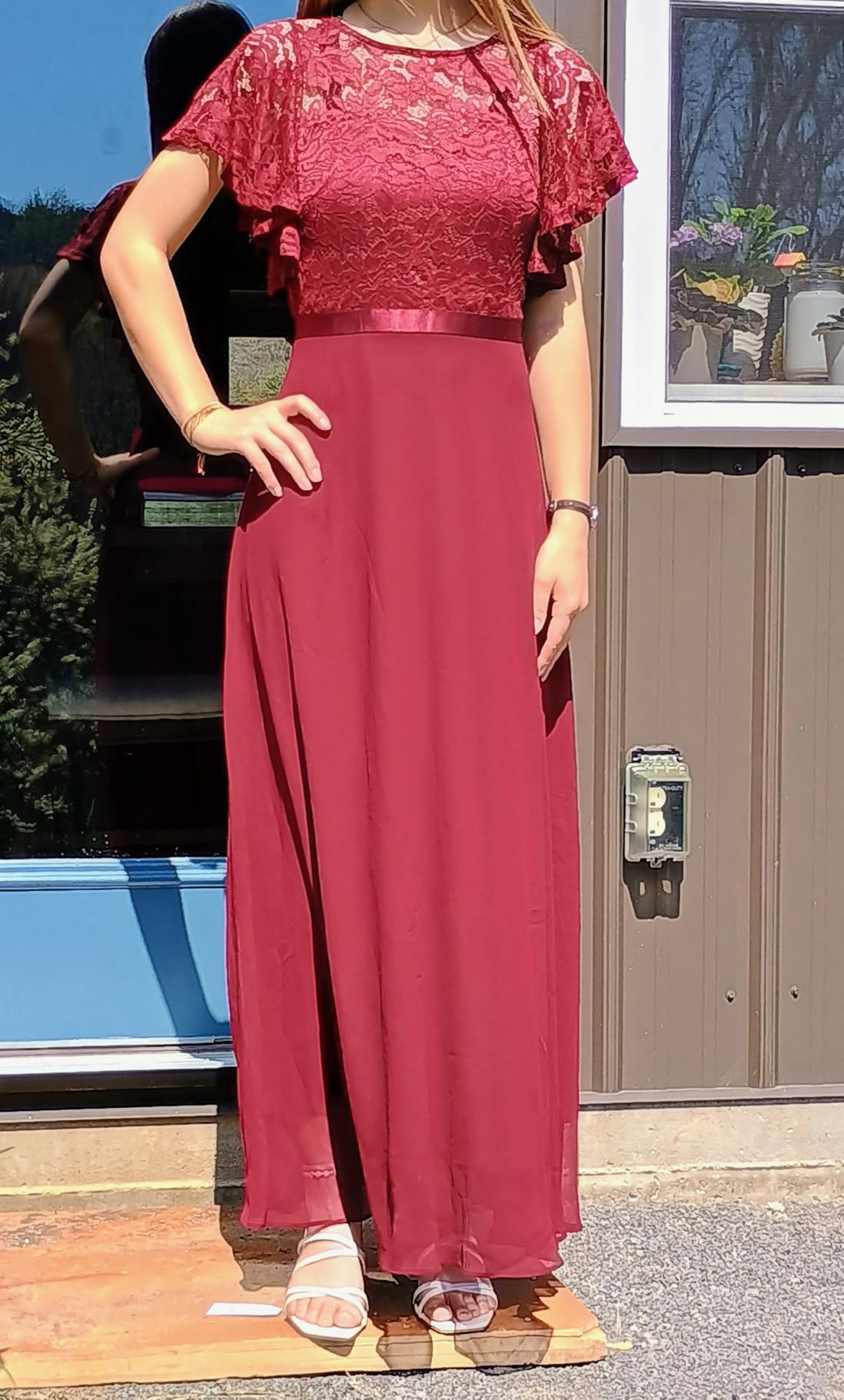 DRESSTELLS Women Formal Dress 2026, Long Wedding Guest Cocktail Party Gown | Mother of the Bride Dress, Ruffle Sleeves for Evening and Bridal Shower, Floor Length, Empire Waist for Homecoming customer photo 2