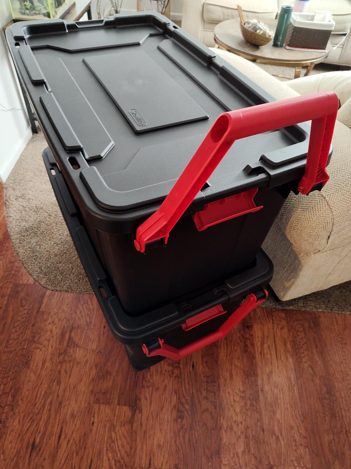Sterilite Heavy Duty 40 Gallon Wheeled Industrial Storage Tote, 4-Pack, Black | Heavy-Duty and Stackable Utility Box Containers for Home, Office, and Basement Organization customer photo 1
