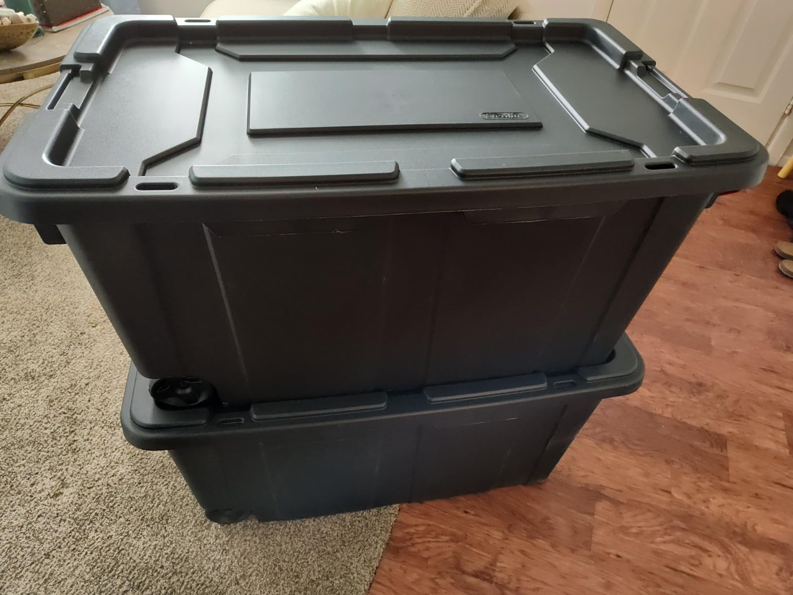 Sterilite Heavy Duty 40 Gallon Wheeled Industrial Storage Tote, 4-Pack, Black | Heavy-Duty and Stackable Utility Box Containers for Home, Office, and Basement Organization customer photo 2