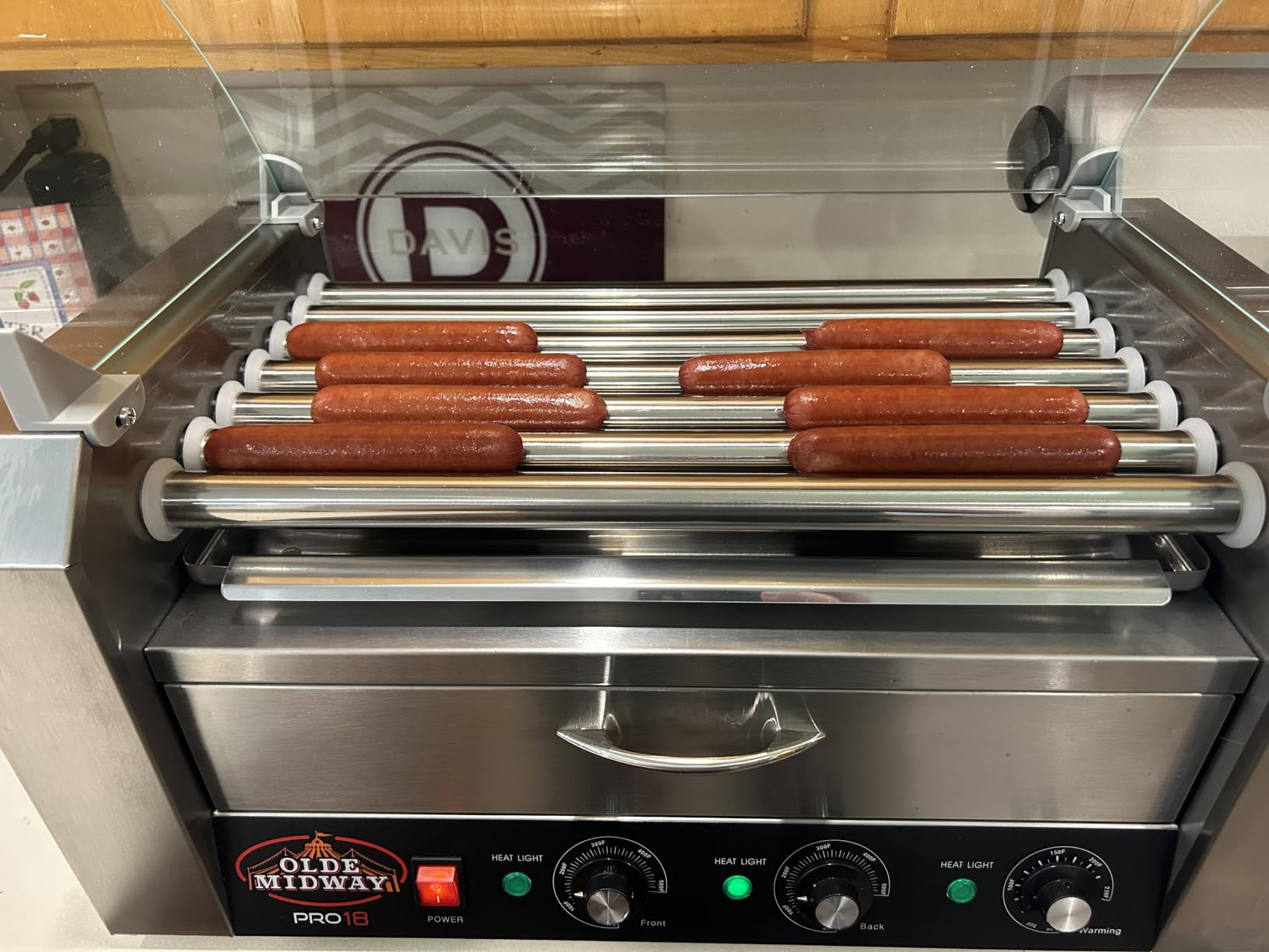 Olde Midway Electric 30 Hot Dog 11 Roller Grill Cooker Machine with Bun Warming Drawer and Cover - Commercial Grade, Stainless Steel customer photo 2