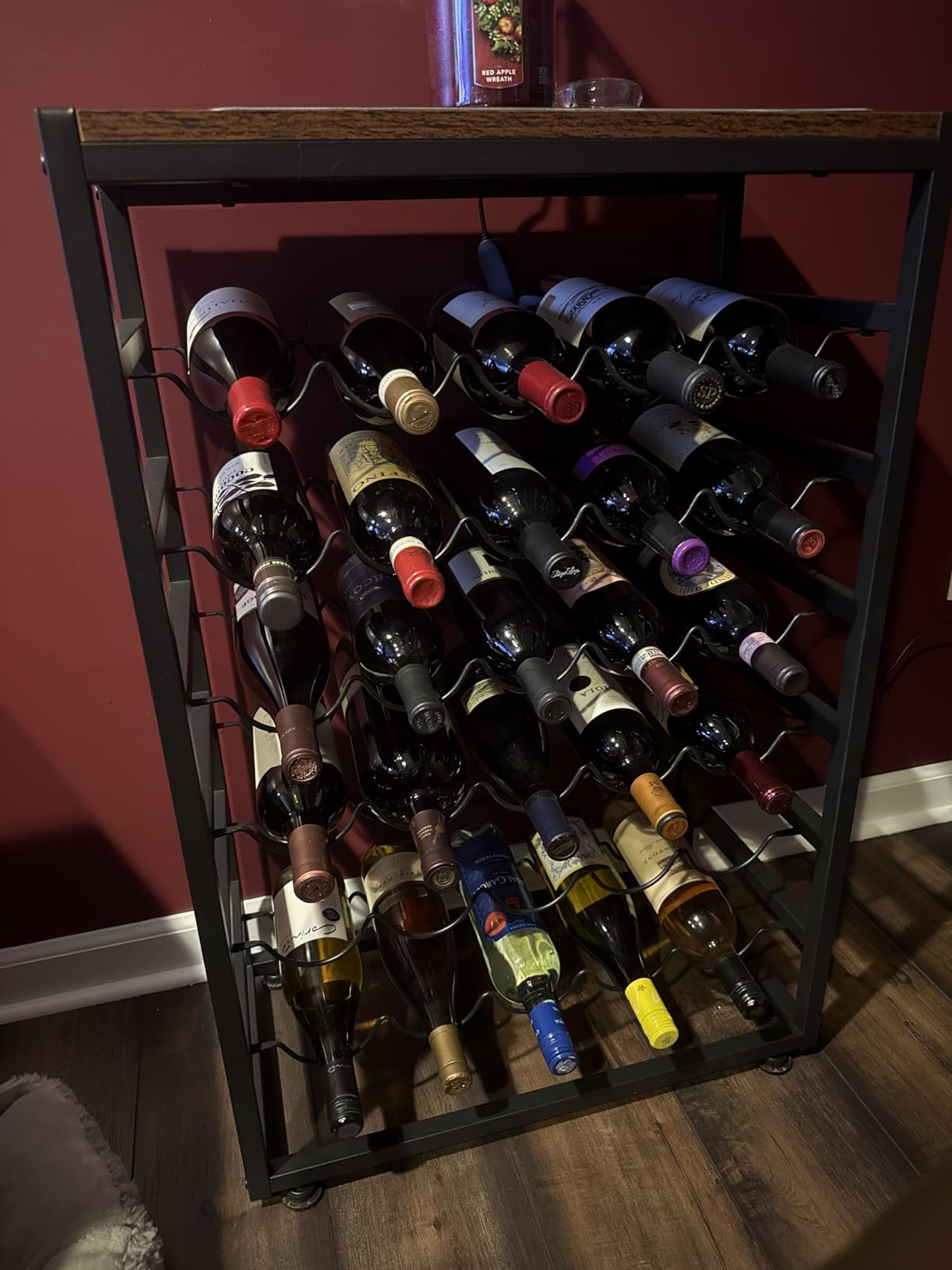 Dripex 30 Bottles Wine Rack Free Standing Floor, 6-Tier Display Wine Storage Shelves with Wooden Table Top, Sturdy Metal Bottle Holder for Kitchen Bar Pantry 23.2''L x 11.8''W x 34.7''H customer photo 1