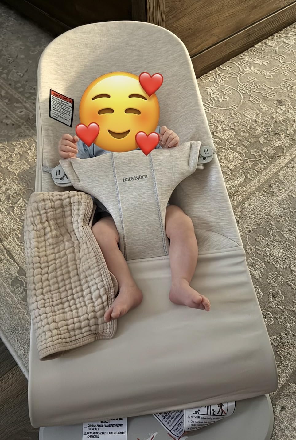 BabyBjorn Bouncer Bliss, Light Beige, 3D Jersey | 2-in-1 Adjustable Baby Bouncer Seat and Toddler Chair, Newborn to Toddler (8-29 lbs), 4 Positions, Lightweight & Portable customer photo 1