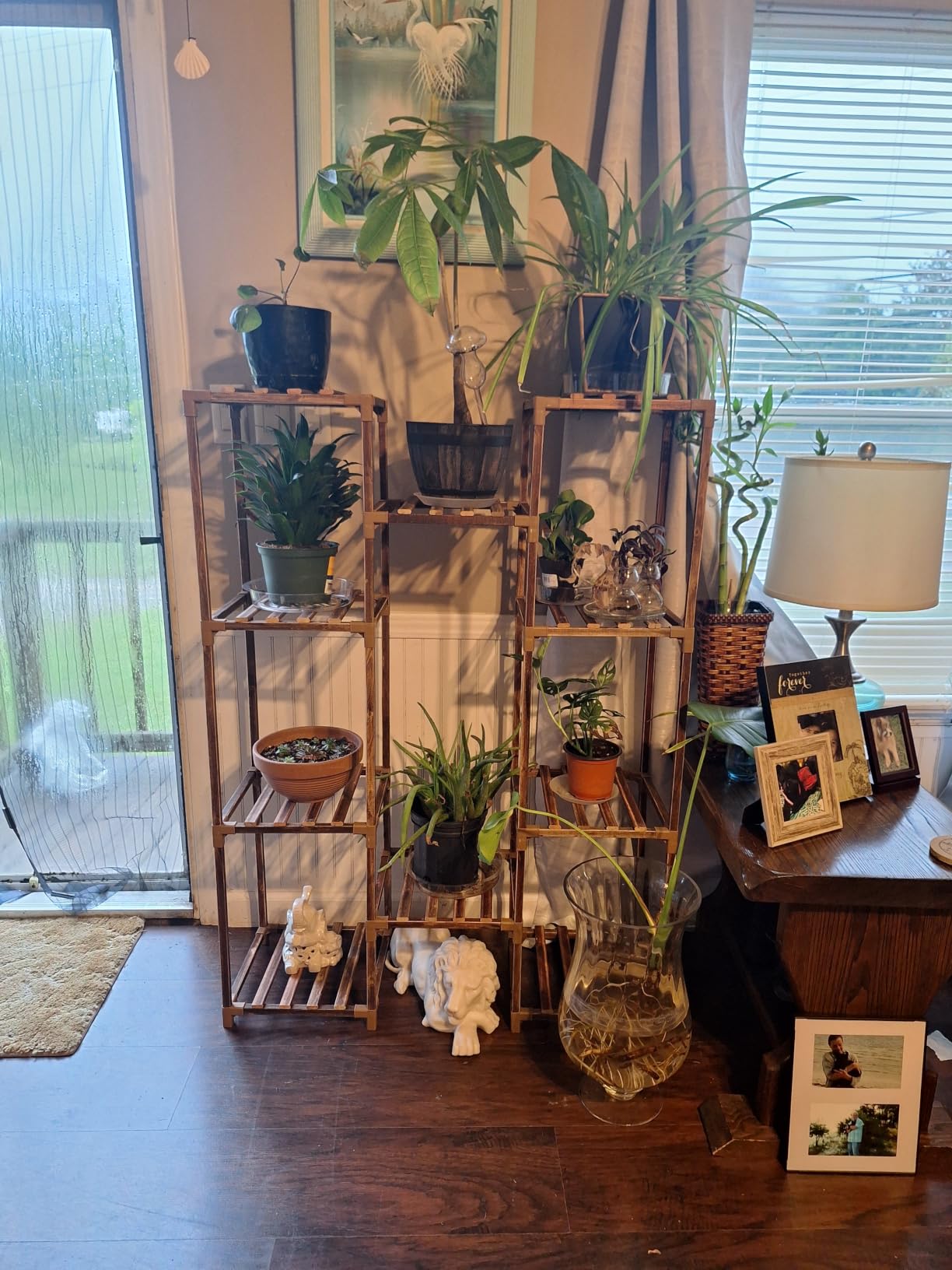 Bamworld Plant Stand Indoor Outdoor Tall Plant Shelf for Multiple Plants Pots Wood Flower Stand Large Flower Holder for Living Room, Patio, Balcony, Garden Decor, Brown customer photo 1