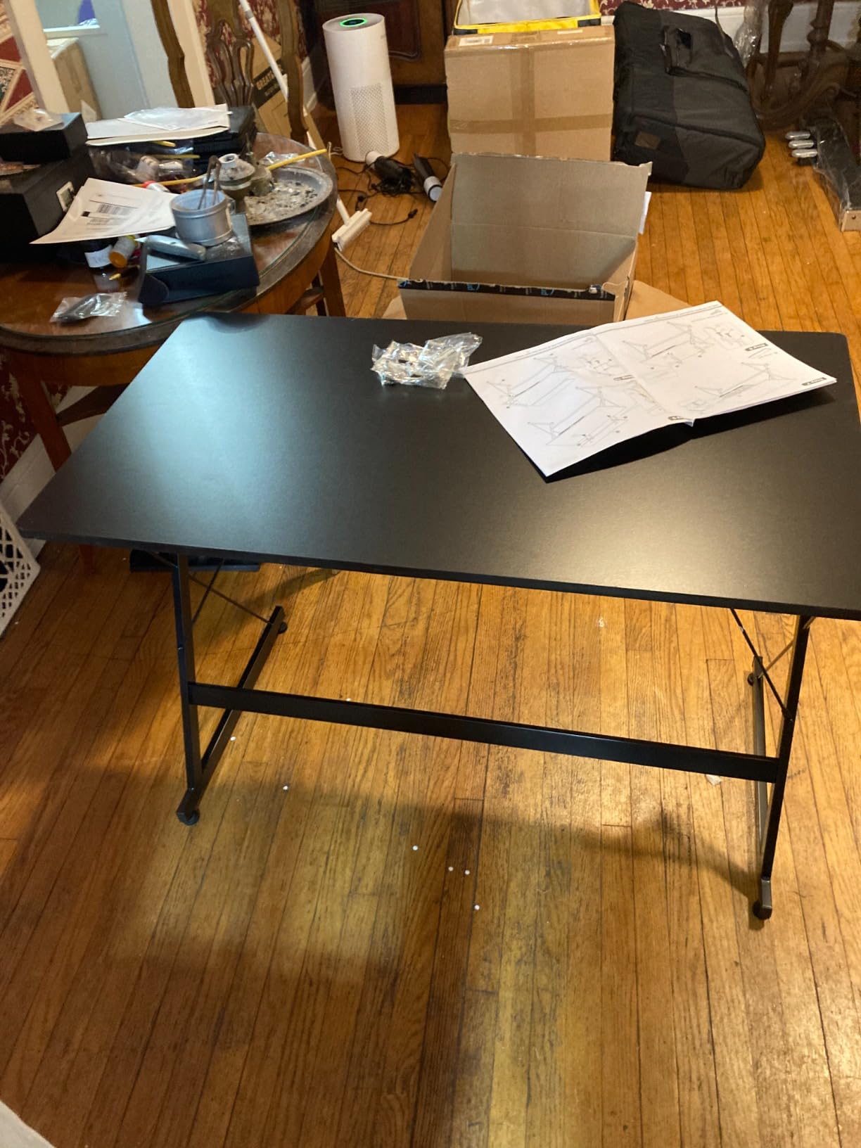 SHW 40-Inch Gaming Desk with Monitor Riser, Drawer and Hooks, Black customer photo 2