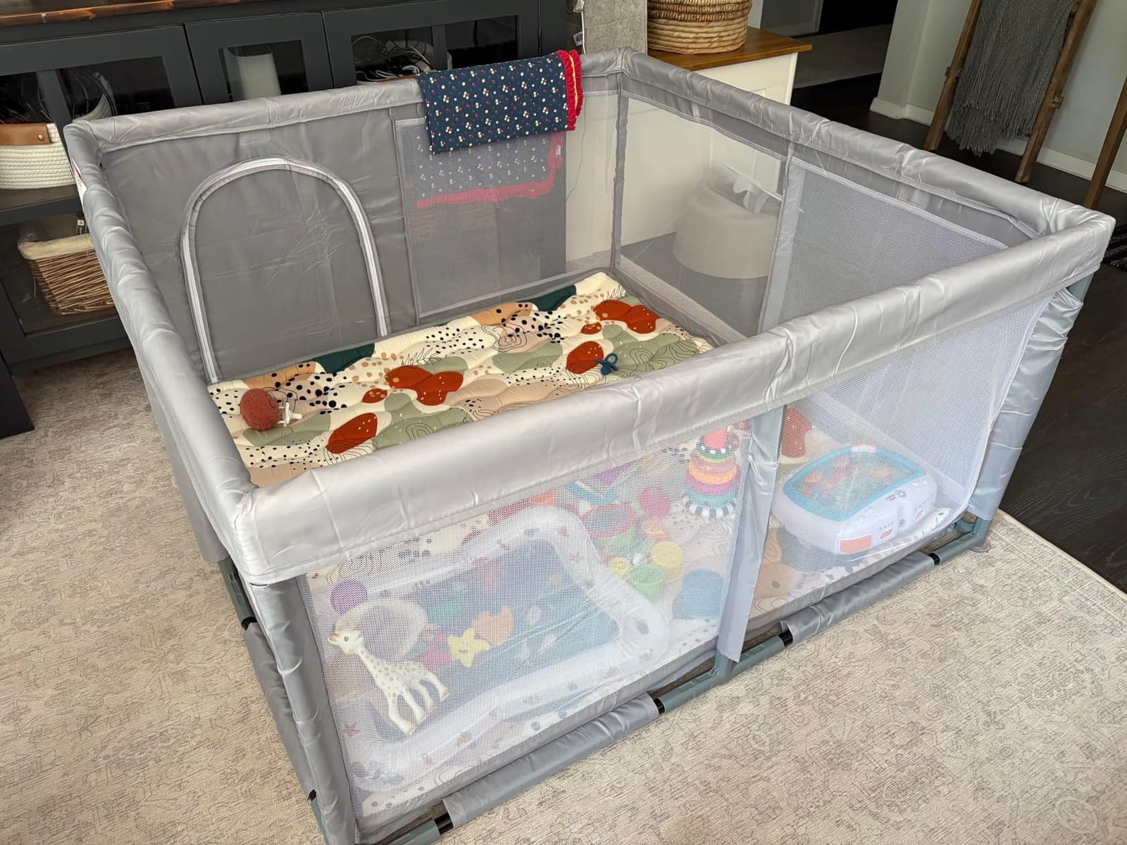 Hiaksedt Baby Playpen 50x50 Inch, Play Pens for Babies and Toddlers | Baby Fence for Indoor & Outdoor, Sturdy Safety Play Yard with Soft Breathable Mesh, Anti-Fall, Grey customer photo 1