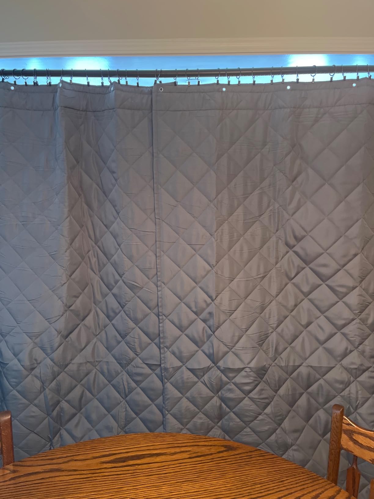 RYB HOME Thick Quilted Thermal Curtains for Winter Insulated, W48 x L96 | Room Divider, Energy Saving, Window Treatment, for Bedroom Living Room, Waterproof & Stain-Resistant, Summer, Grey, 1 Panel customer photo 2