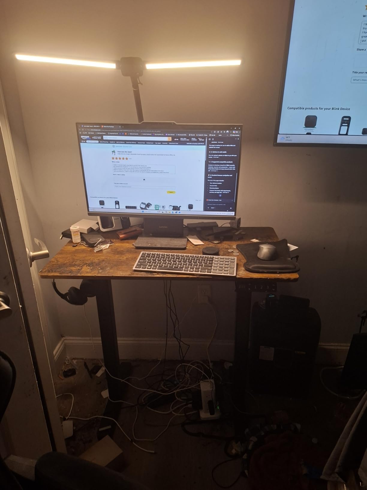 Claiks Electric Height Adjustable Standing Desk, 48x24 Inch, Rustic Brown | Smooth Height Adjustment, 3 Memory Presets, Cable Management Hub & Hook, Stable Steel Frame, 176lbs Capacity, Easy Assembly customer photo 1