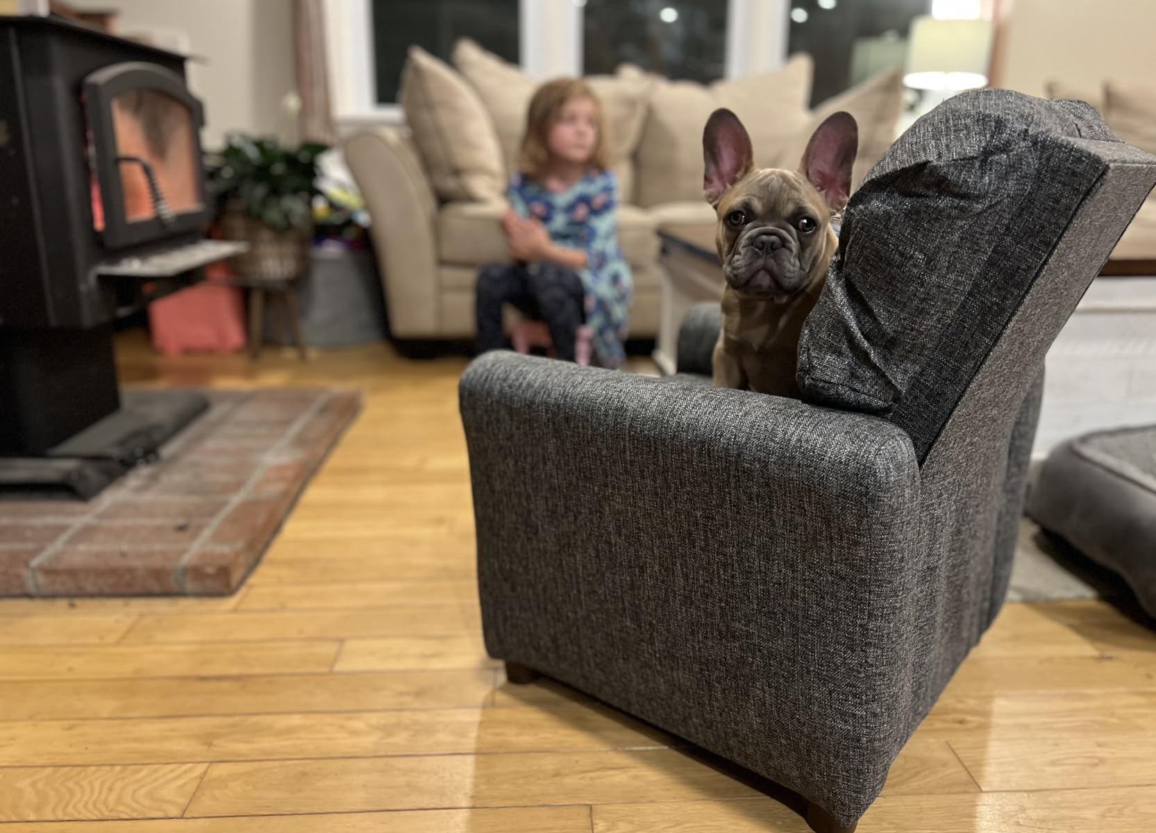 The Crew Furniture Traditional Kids Recliner Chair, Toddler Ages 1-5 Years, Polyester Linen, Gray customer photo 1