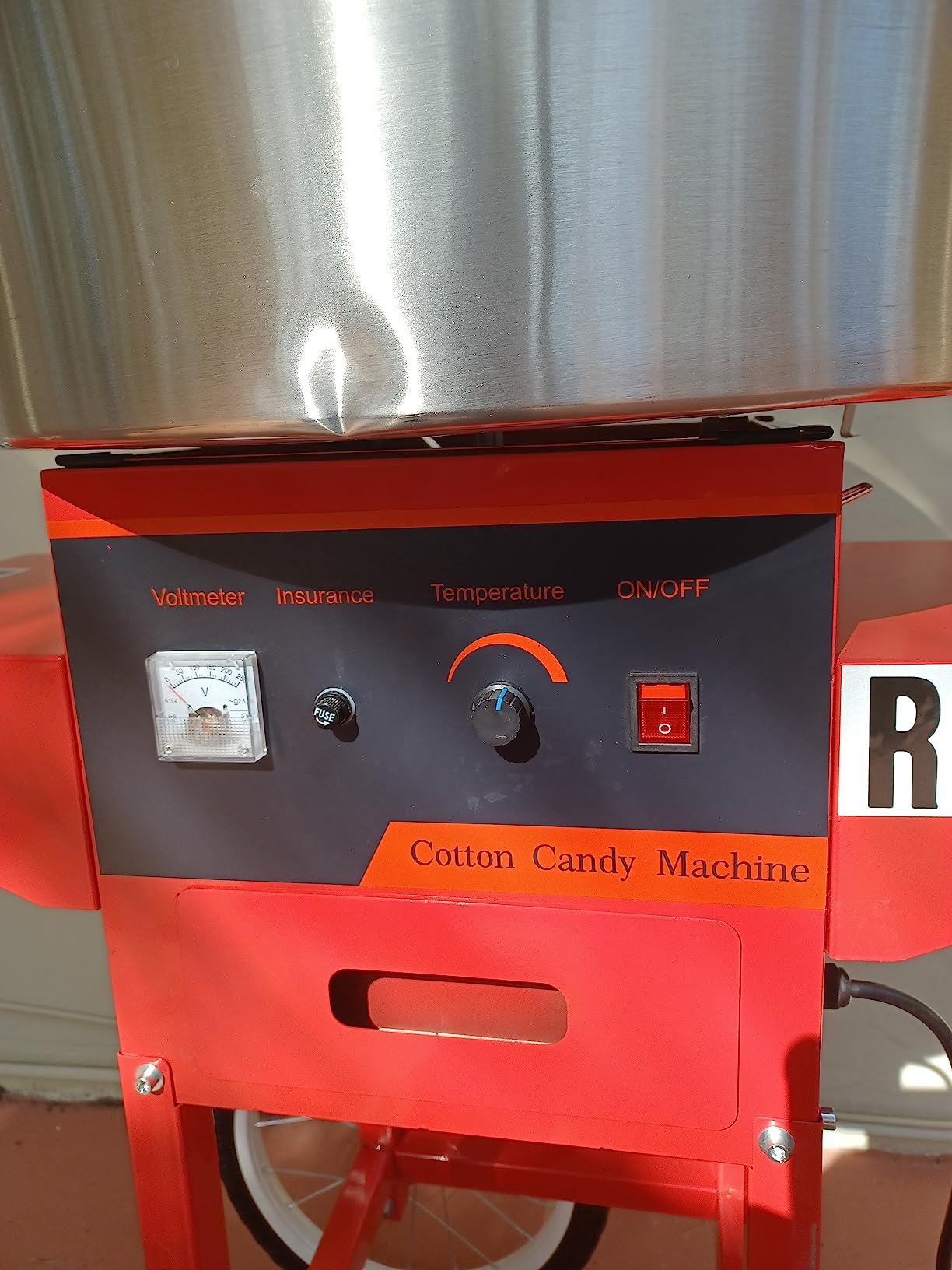 ROVSUN 21 Inch Cotton Candy Machine Cart, Commercial Cotton Candy Maker Machine Candy Floss Machine w/Stainless Steel Bowl, Sugar Scoop and Large Storage Drawer for Home Party Carnival, Red customer photo 1